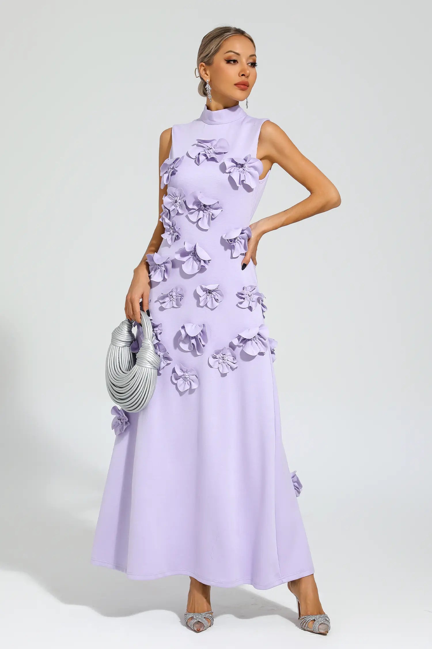 Liora Purple Rose Flower Maxi Dress Liora Purple Rose Flower Maxi Dress