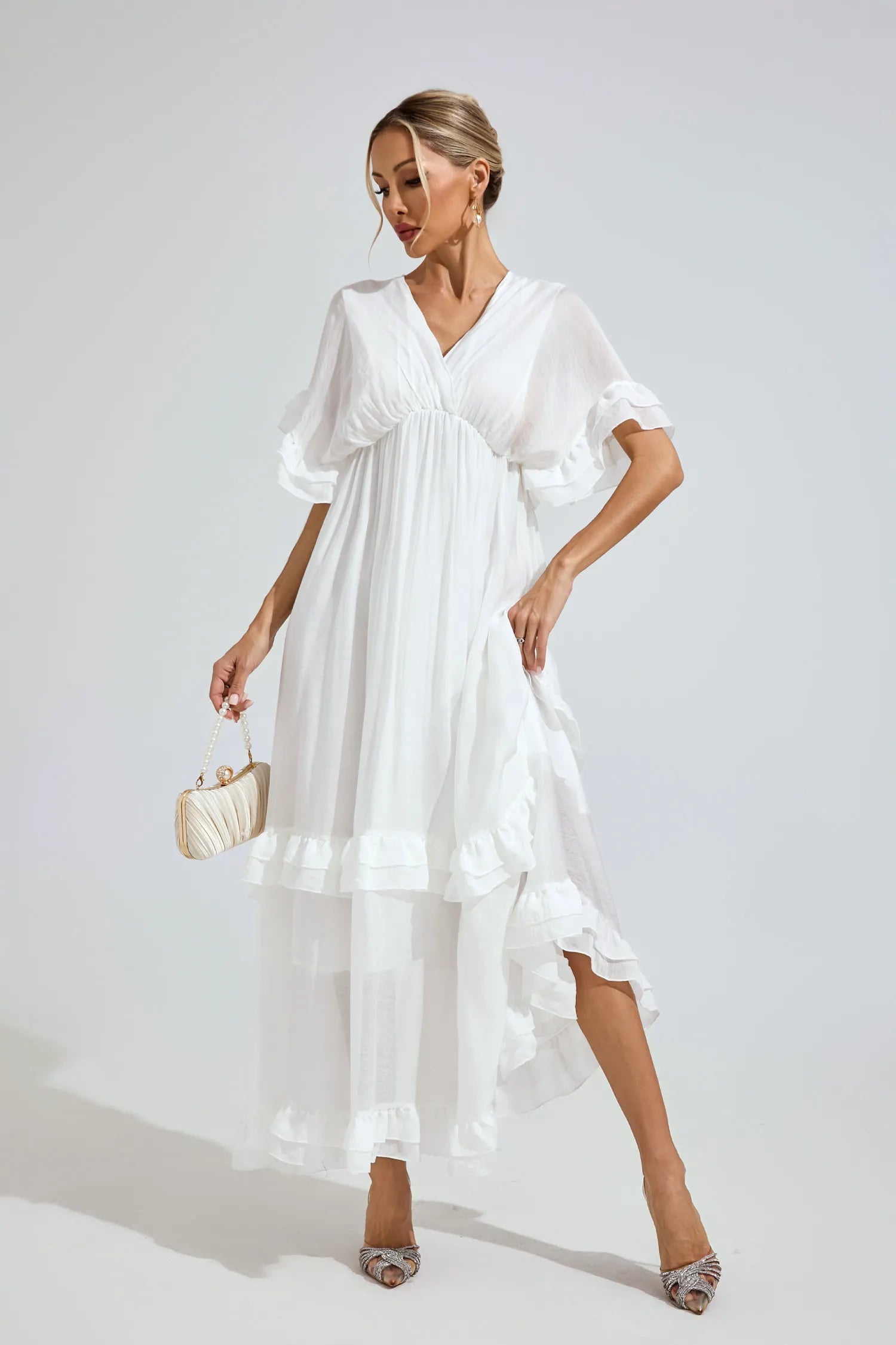 Jolene White A-line Skater Maxi Dress