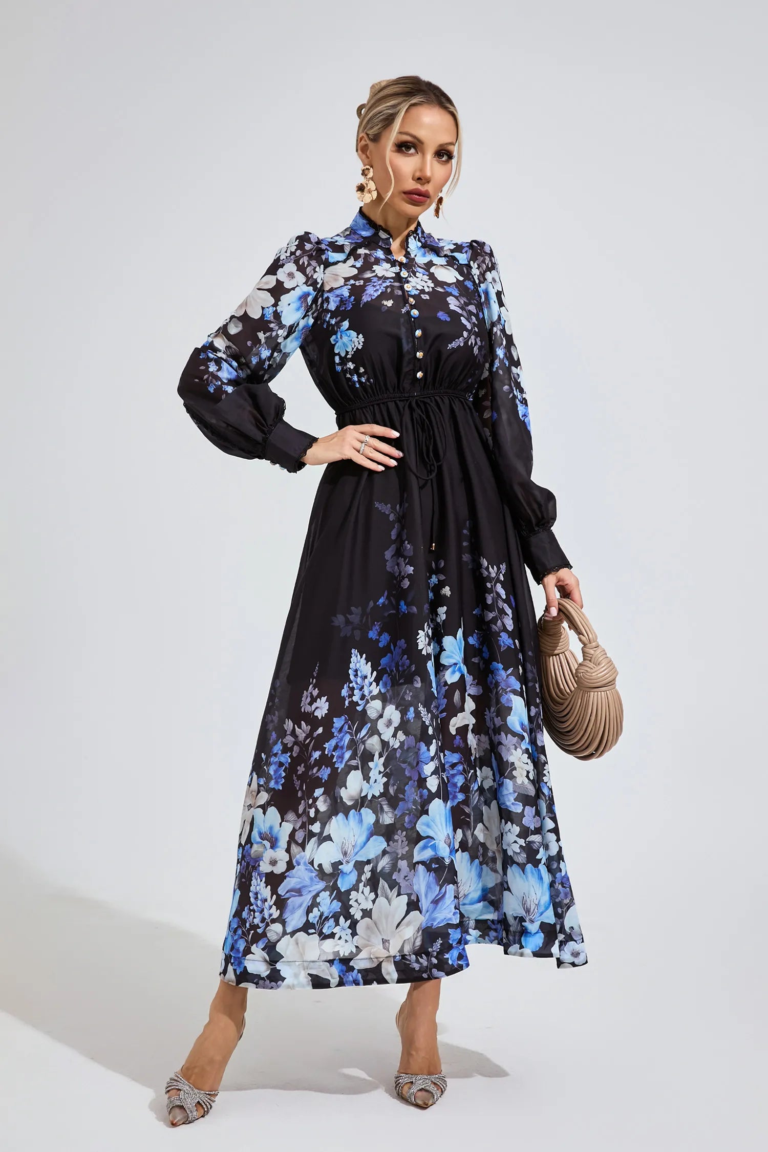 Mandy Black Floral Maxi Dress