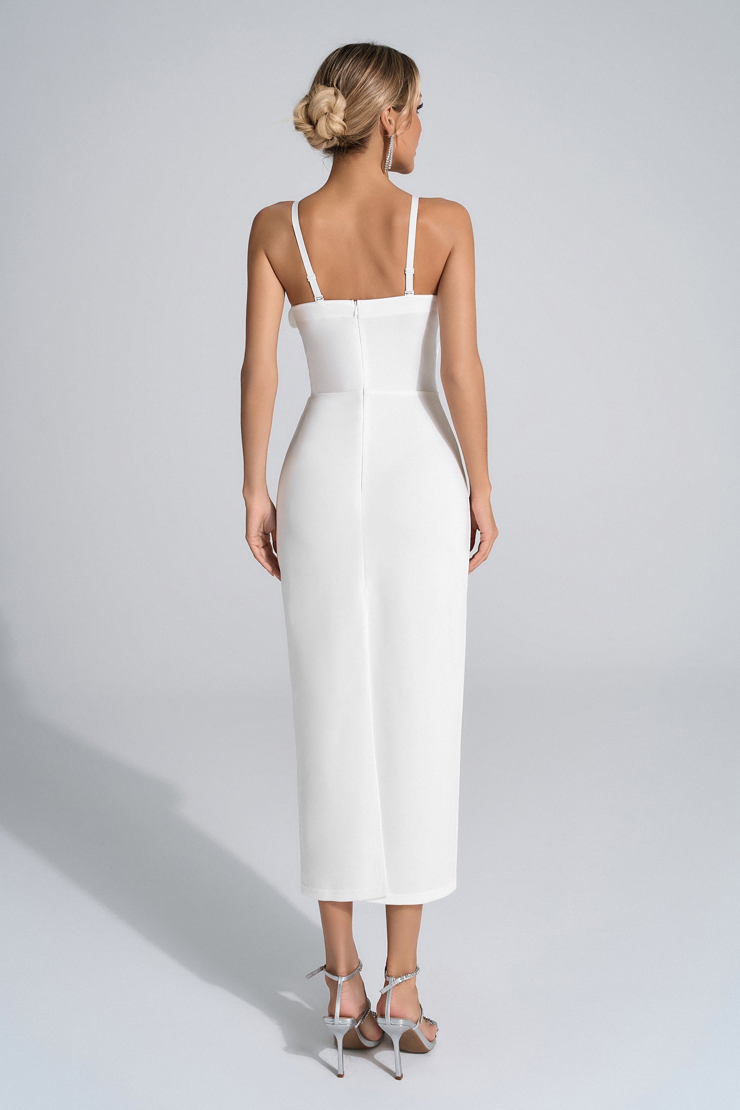 Galilea White 3D Floral Maxi Dress