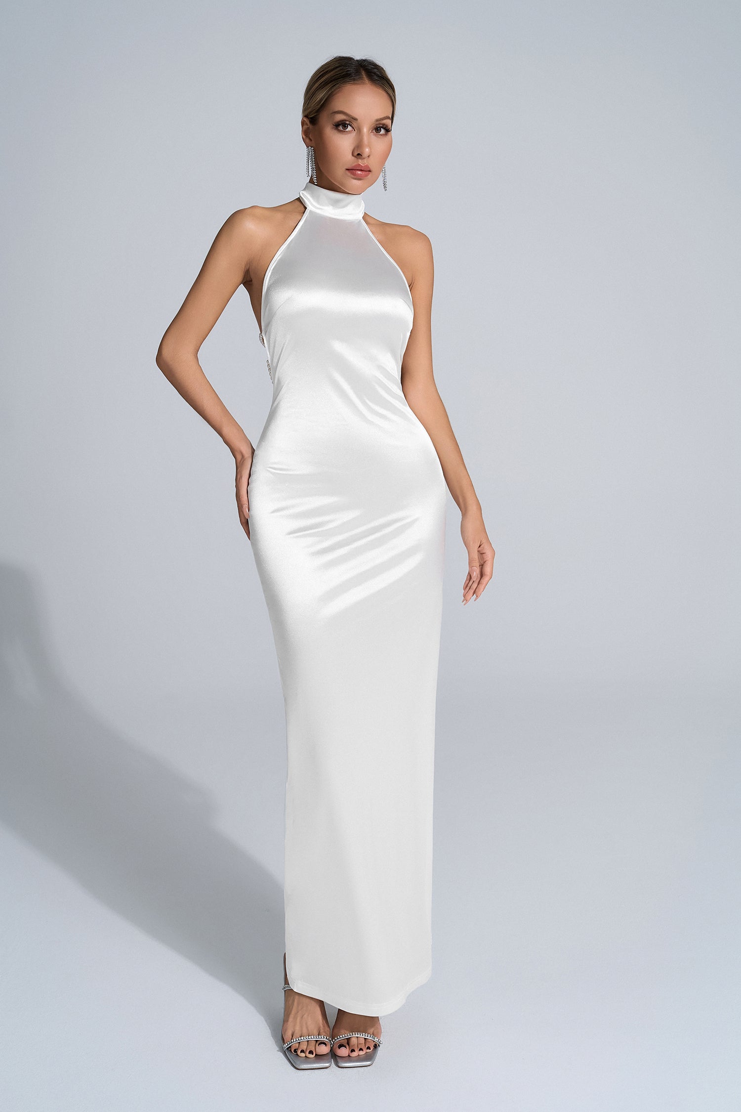 Harley Halter Neck Satin Maxi dress