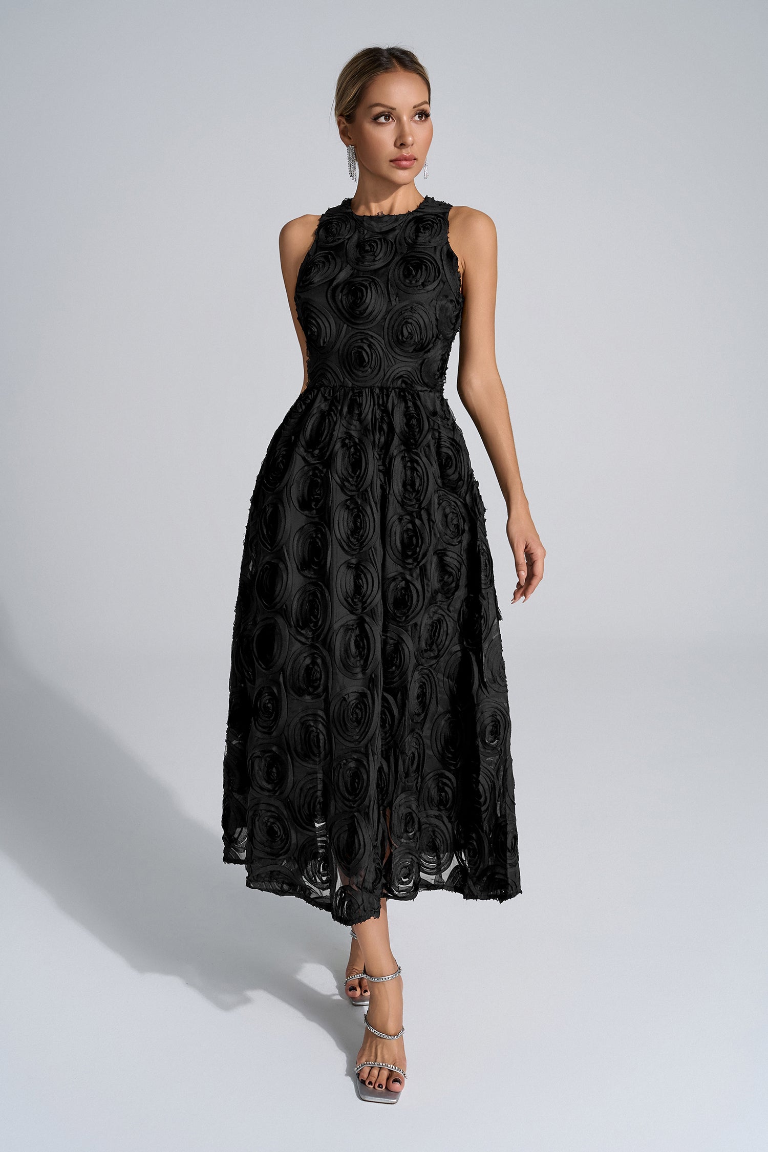 Rosemary Black 3D Floral Maxi Dress Rosemary Black 3D Floral Maxi Dress