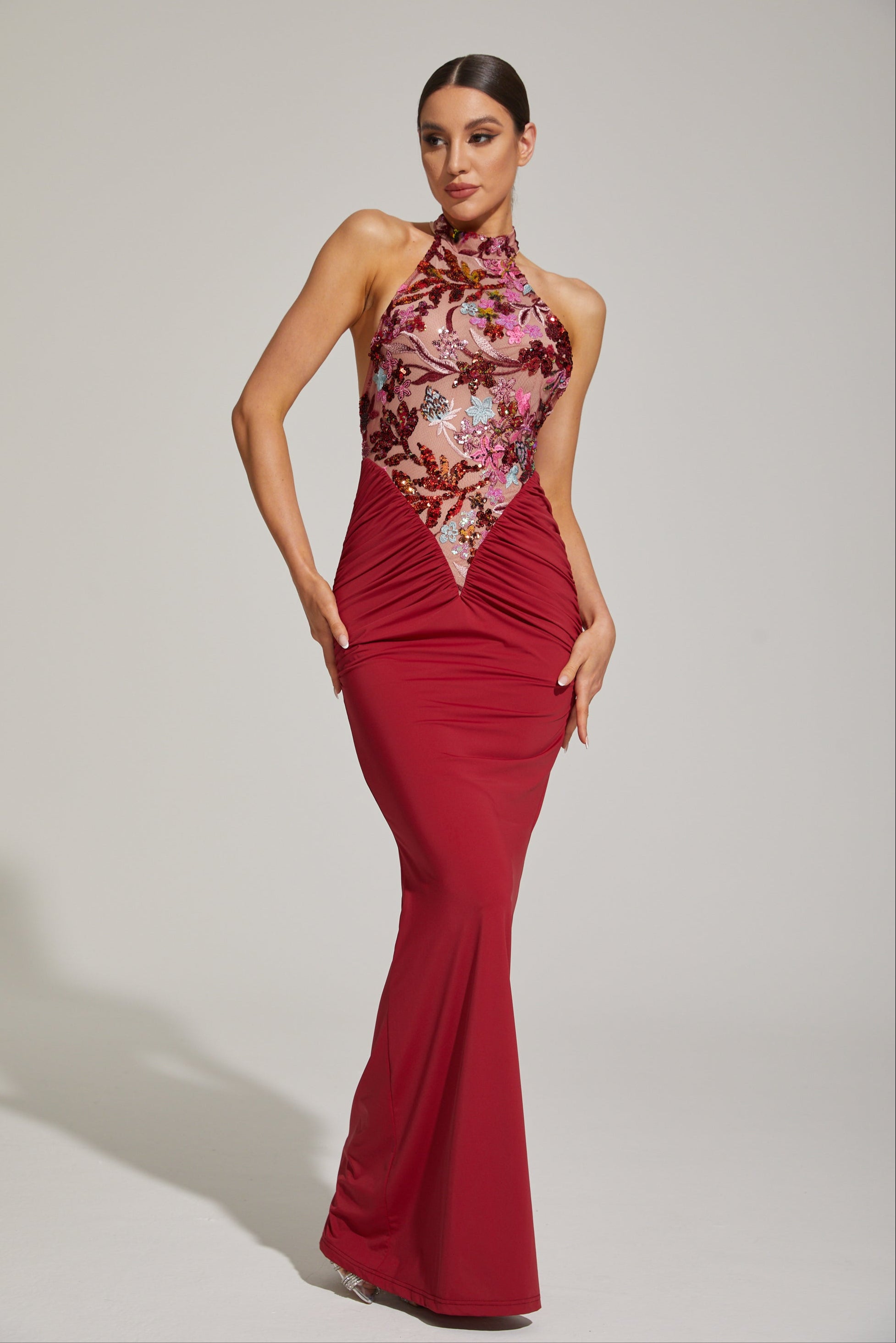 Dilara Red Enchanted Garden Maxi Dress