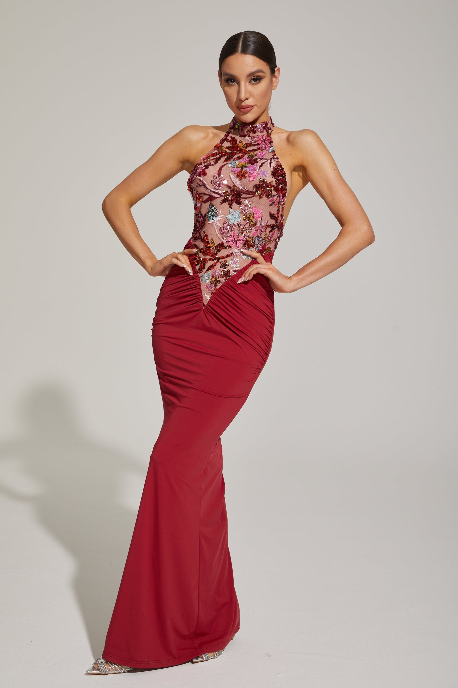 Dilara Red Enchanted Garden Maxi Dress