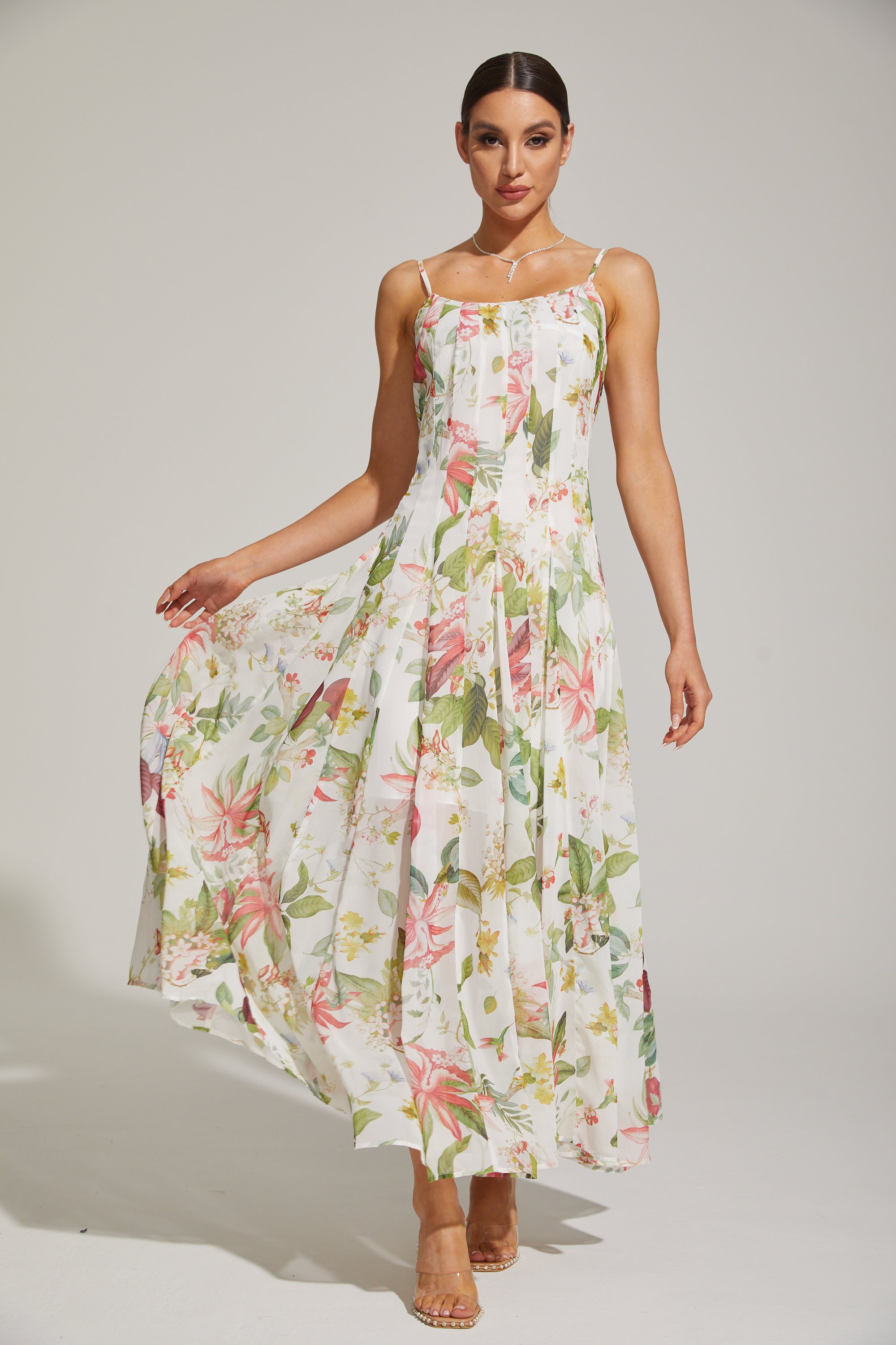 Gaëlle Summer Bloom Spaghetti - Strap Maxi Dress