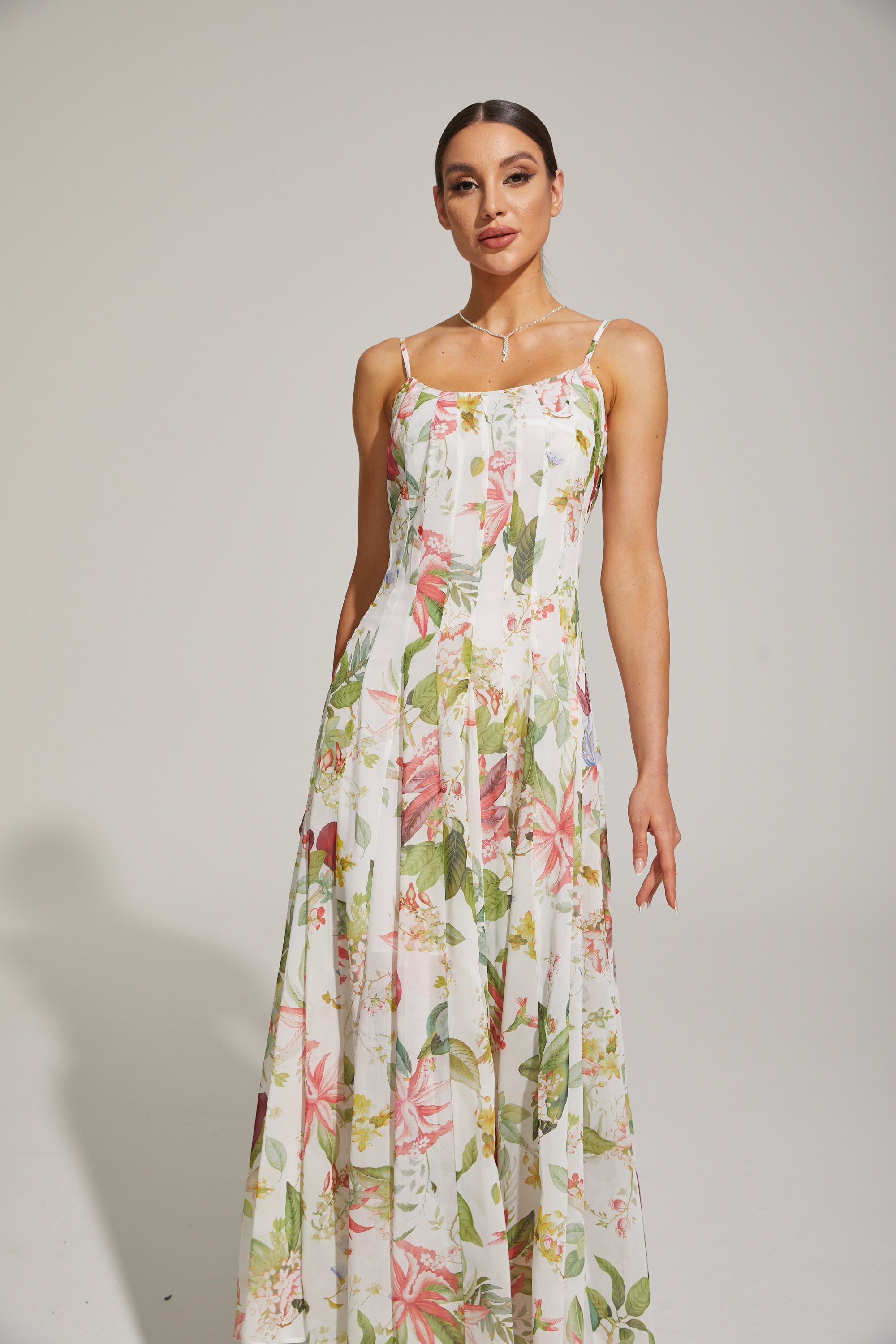 Gaëlle Summer Bloom Spaghetti - Strap Maxi Dress