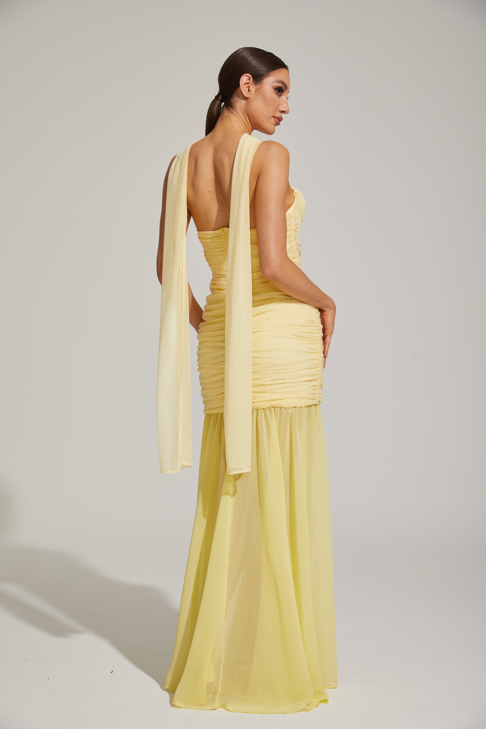 Lucienne Lemonade Halter Mermaid Maxi Dress