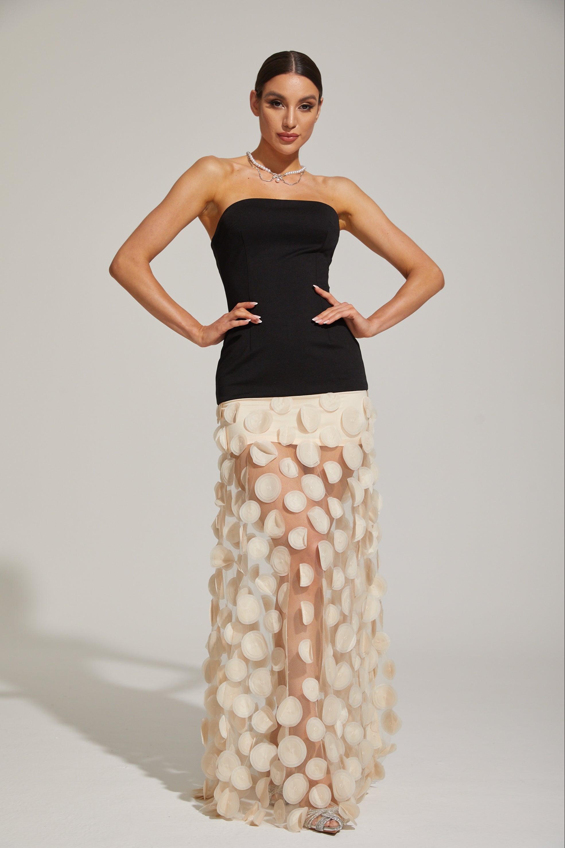 Jasmin Embellished Strapless Maxi Dress