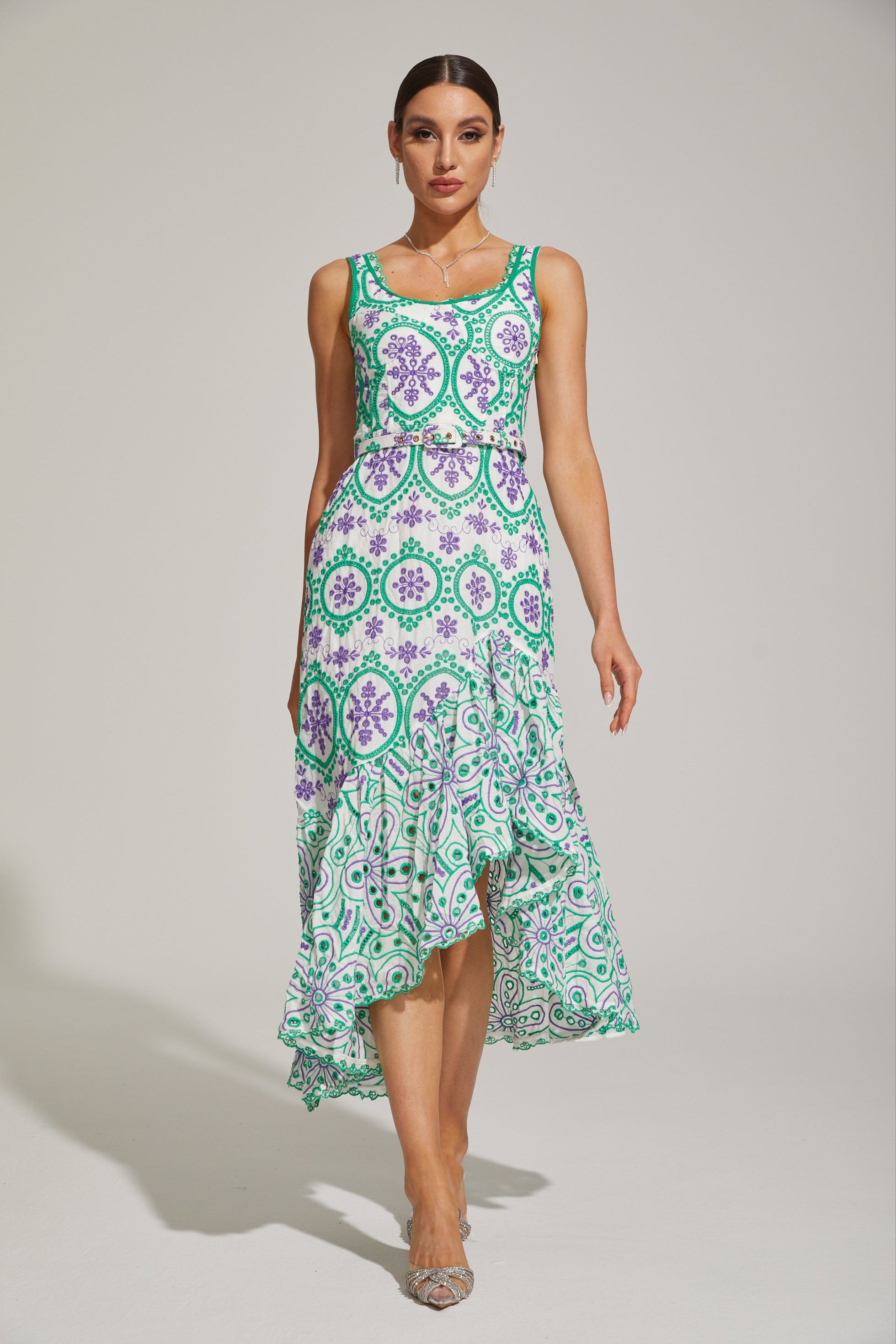 rosemary midi dress Rosemary Sleeveless Ruffled Asymmetric Midi Dress