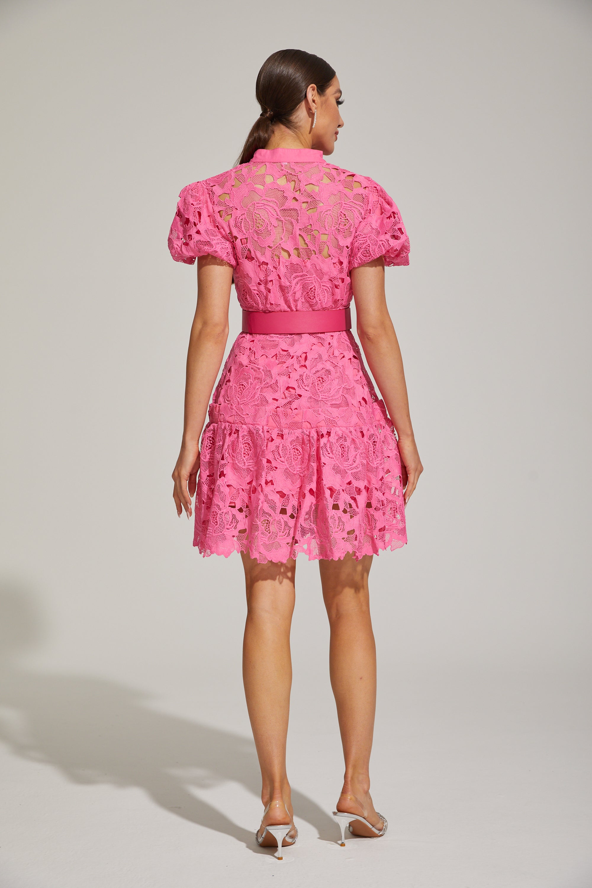 Eléonore Lace Belted Mini Dress