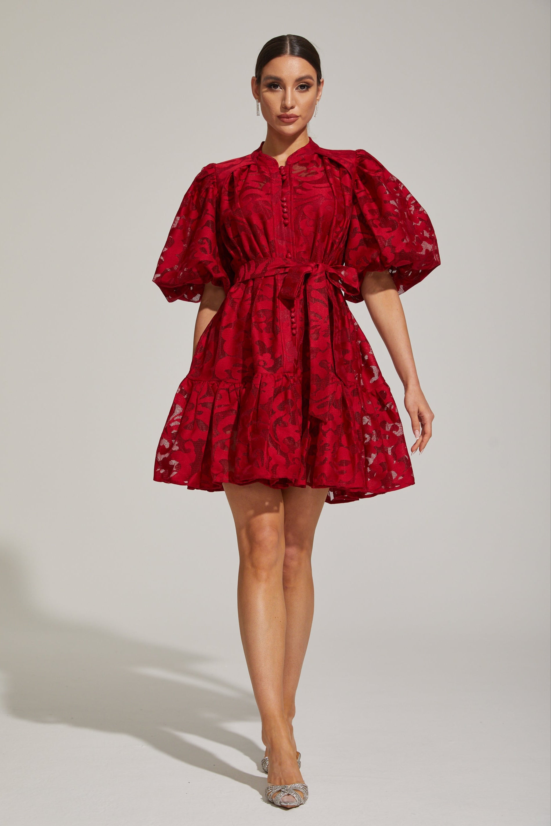 Tatienne Scarlet Blossom Belted Mini Dress