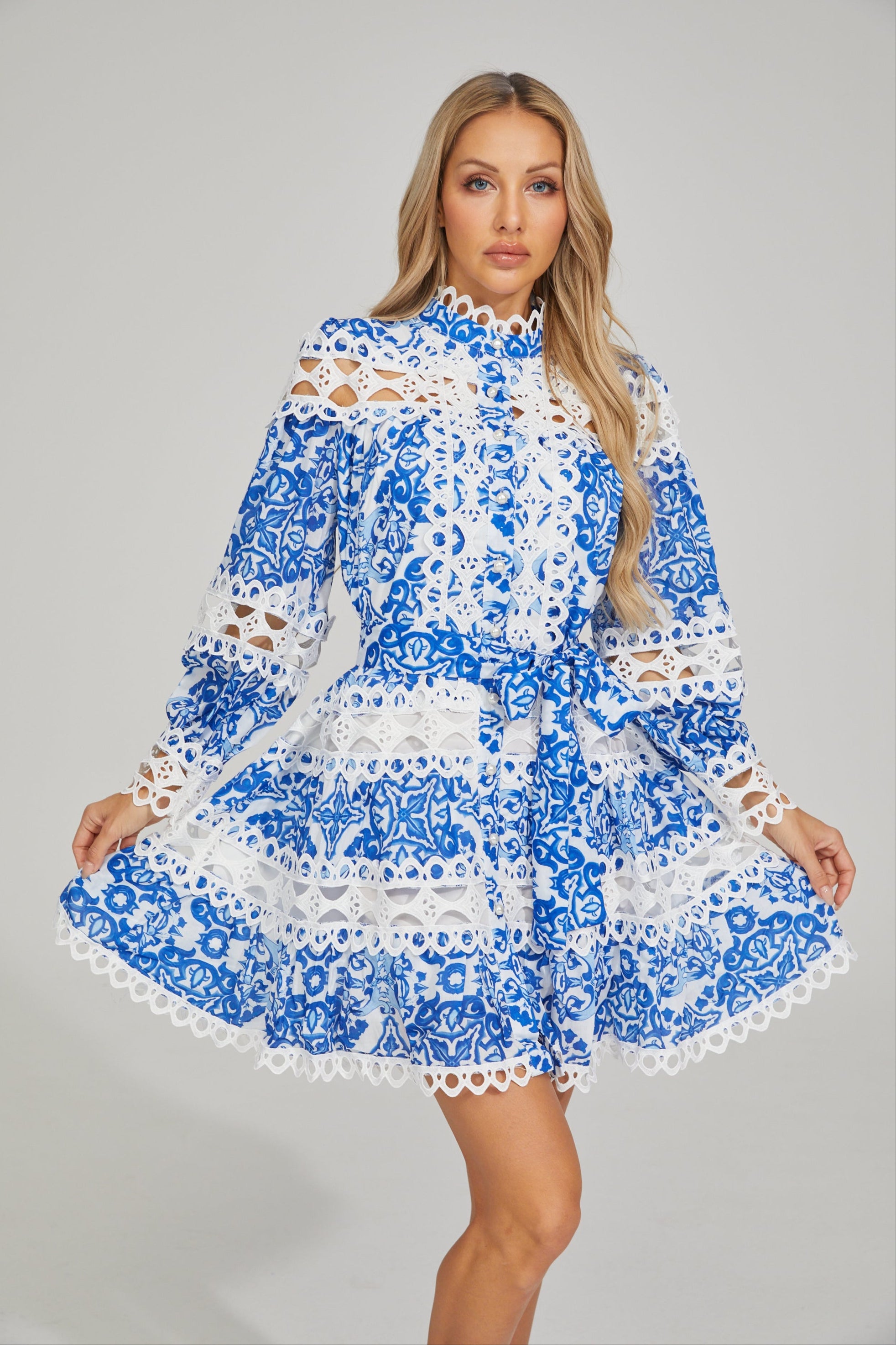 Harper Bluebell Floral A-Line Mini Dress
