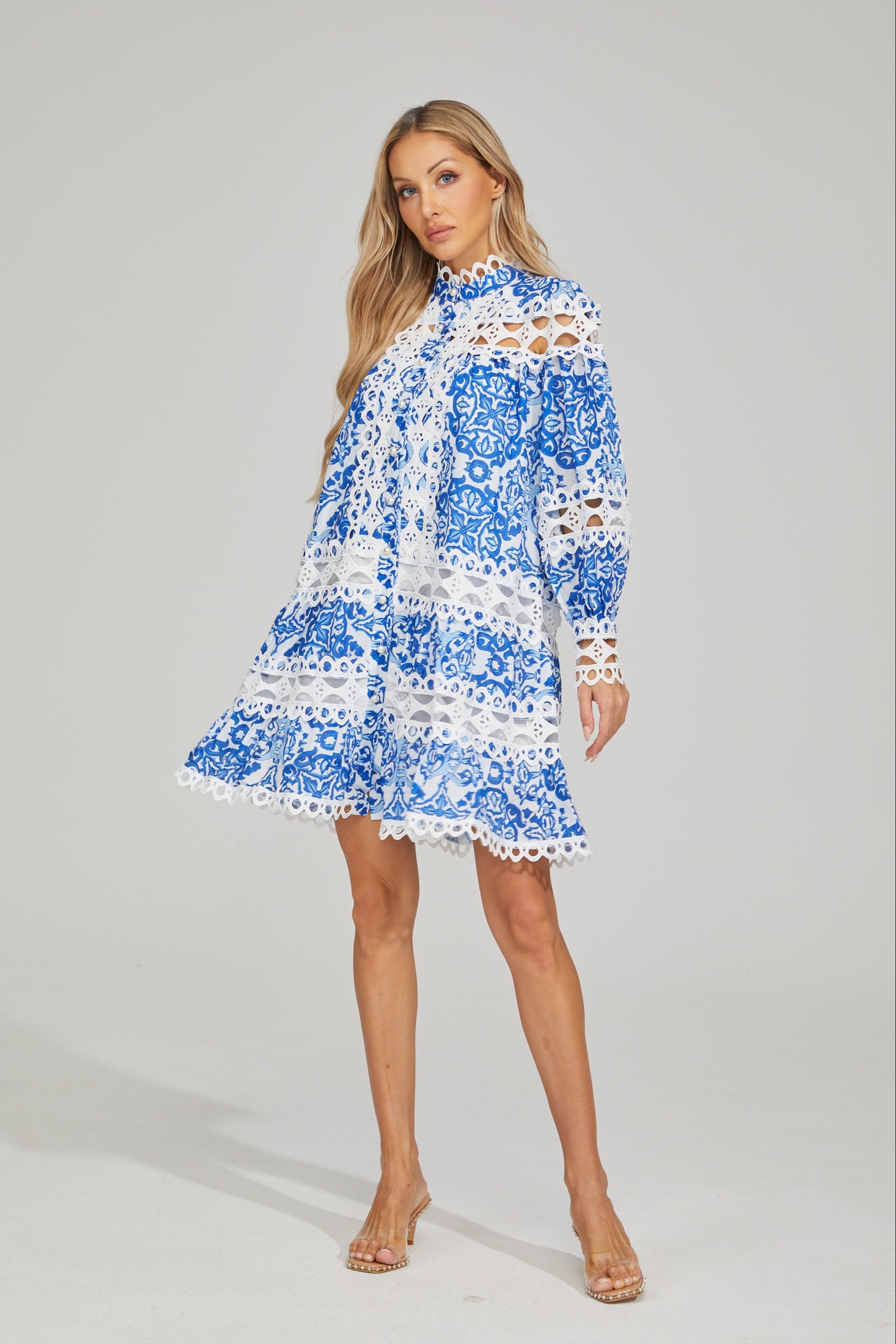 Harper Bluebell Floral A-Line Mini Dress