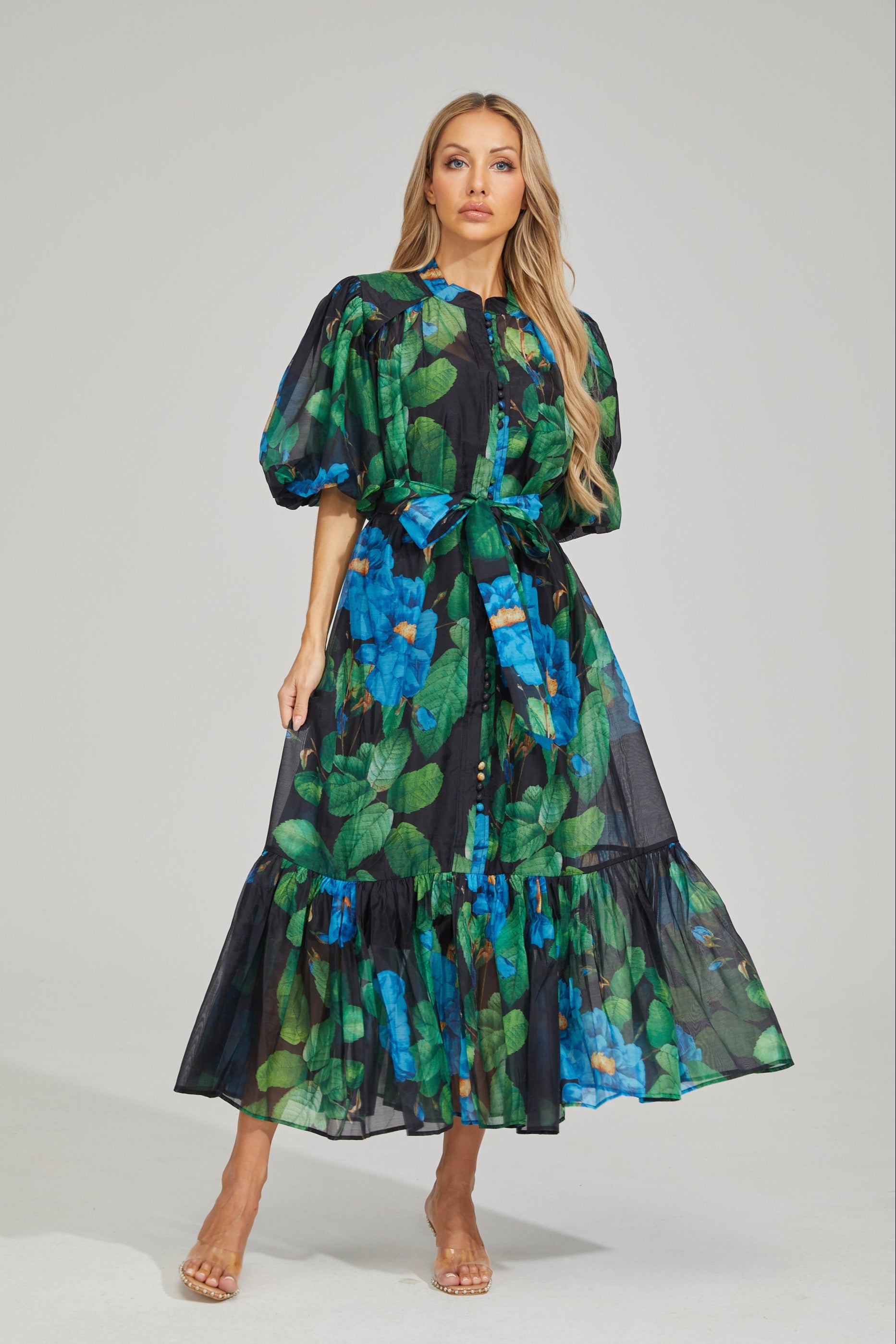 Filippa Bloom Puff Sleeve Maxi Dress