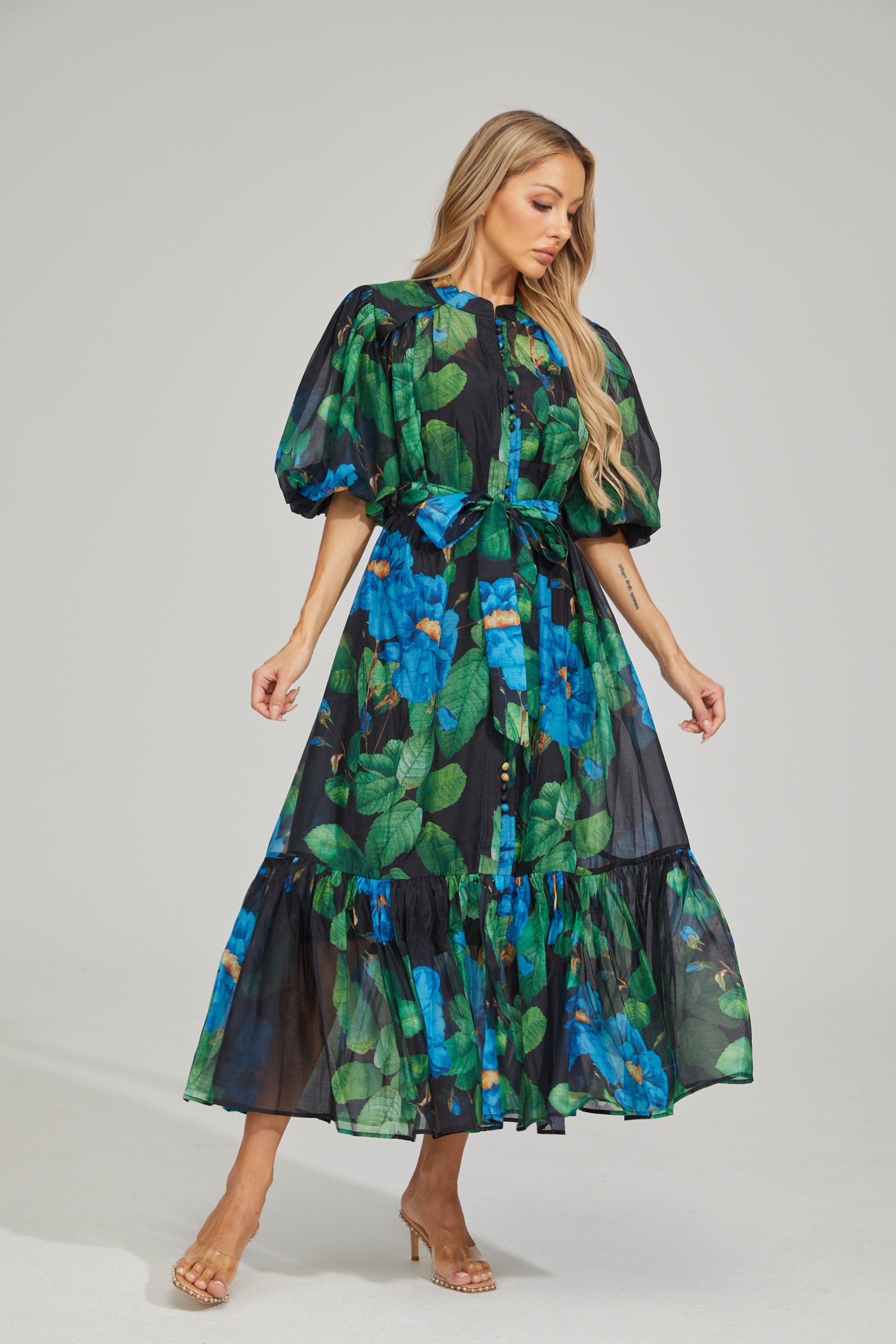 Filippa Bloom Puff Sleeve Maxi Dress