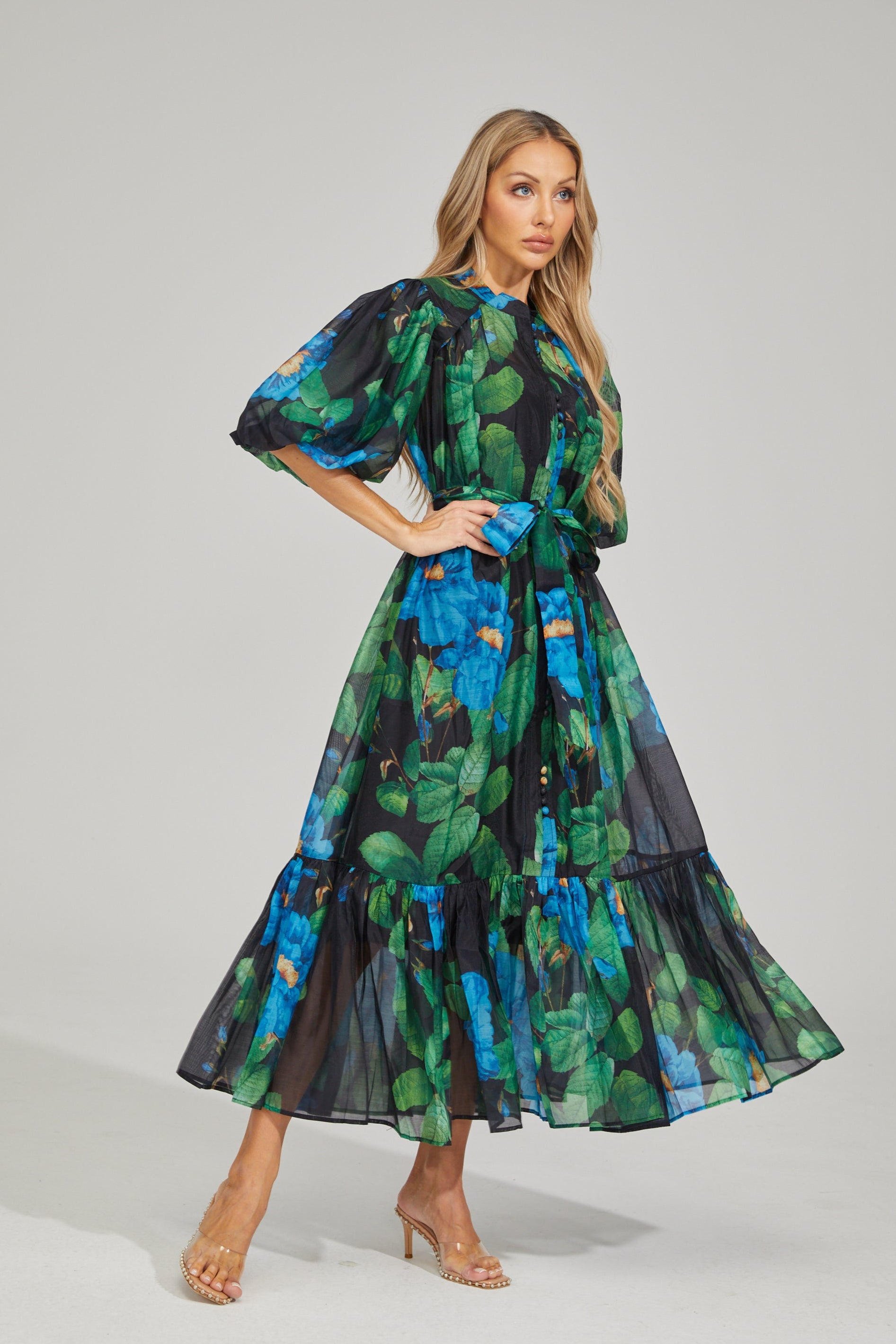 Filippa Bloom Puff Sleeve Maxi Dress