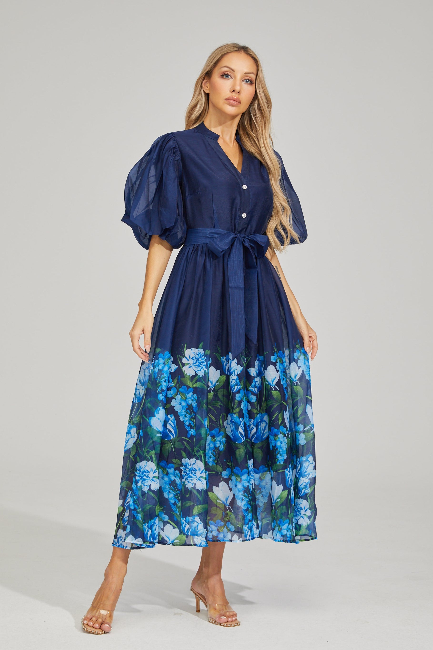 Laurine Bloom Button-Down Maxi Dress