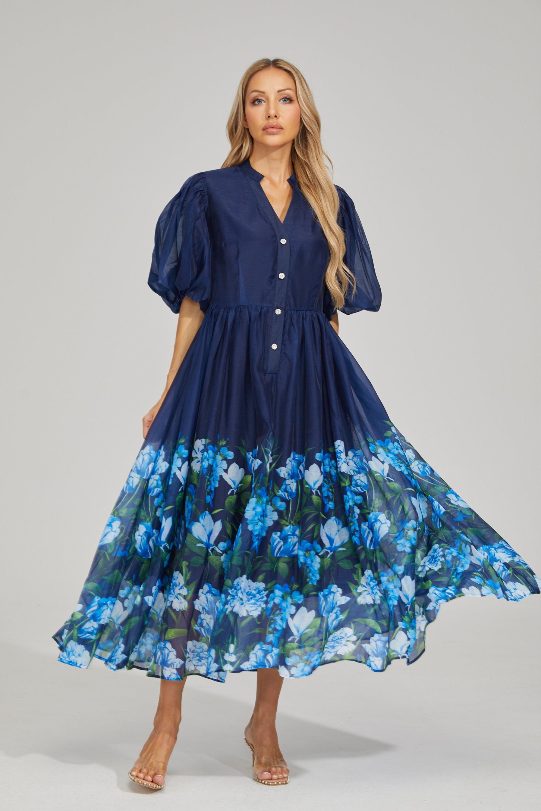 Laurine Bloom Button-Down Maxi Dress