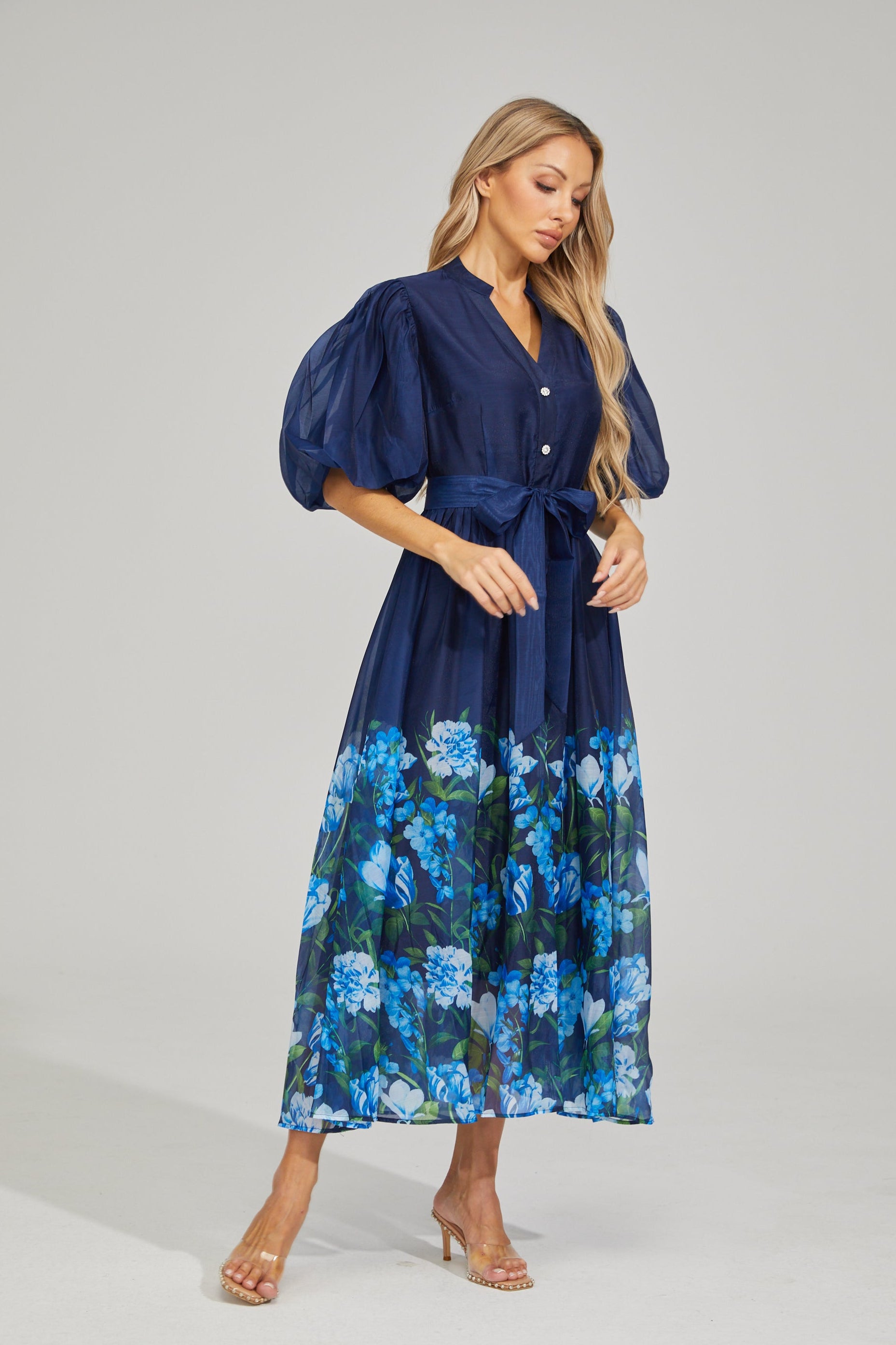 Laurine Bloom Button-Down Maxi Dress