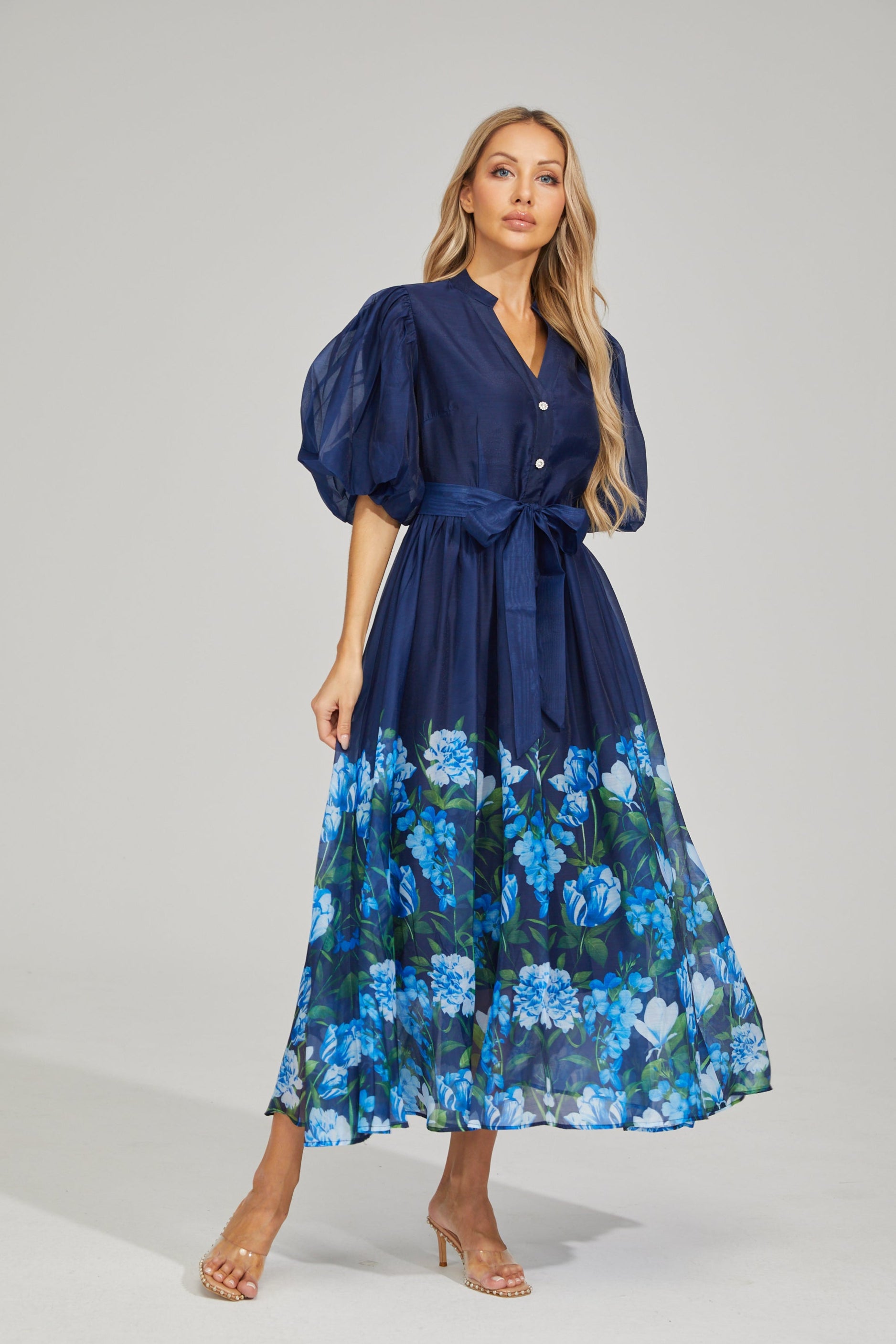 Laurine Bloom Button-Down Maxi Dress