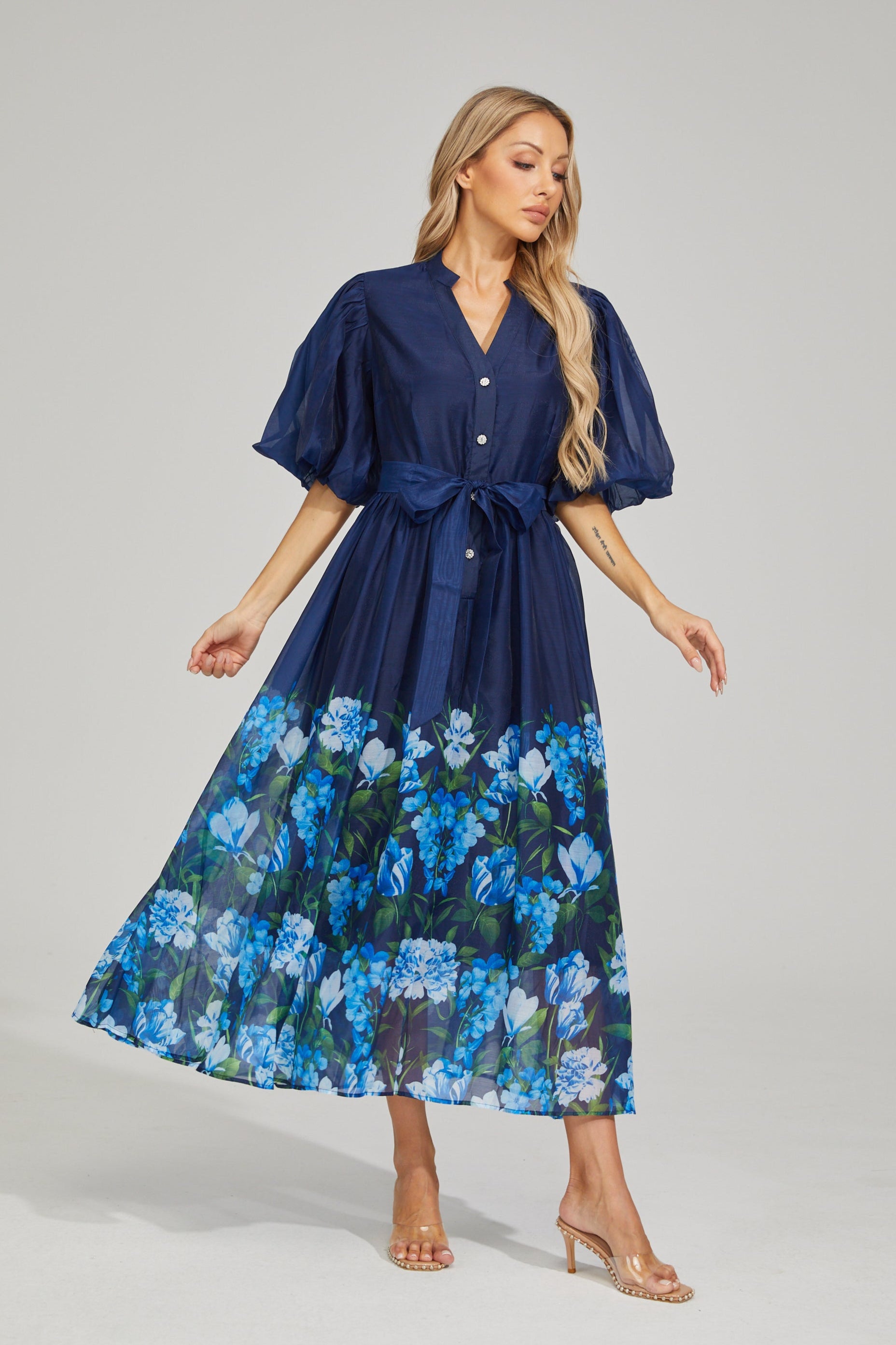 Laurine Bloom Button-Down Maxi Dress