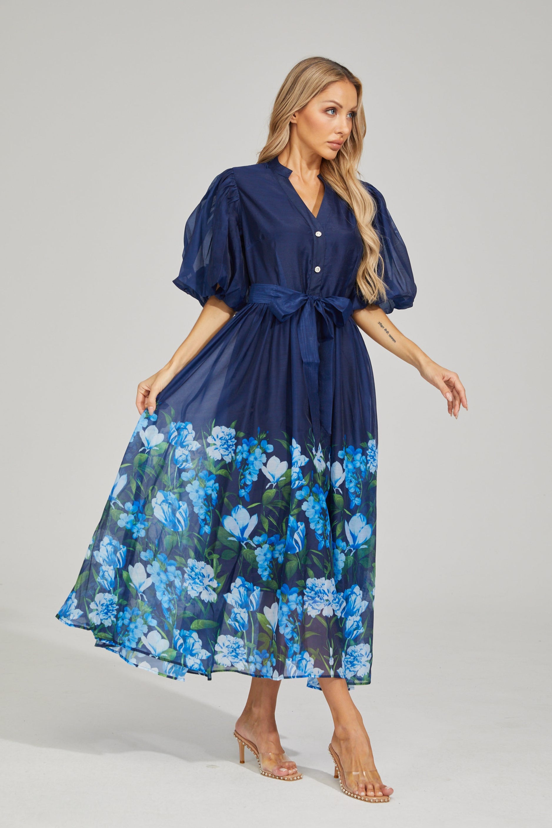Laurine Bloom Button-Down Maxi Dress