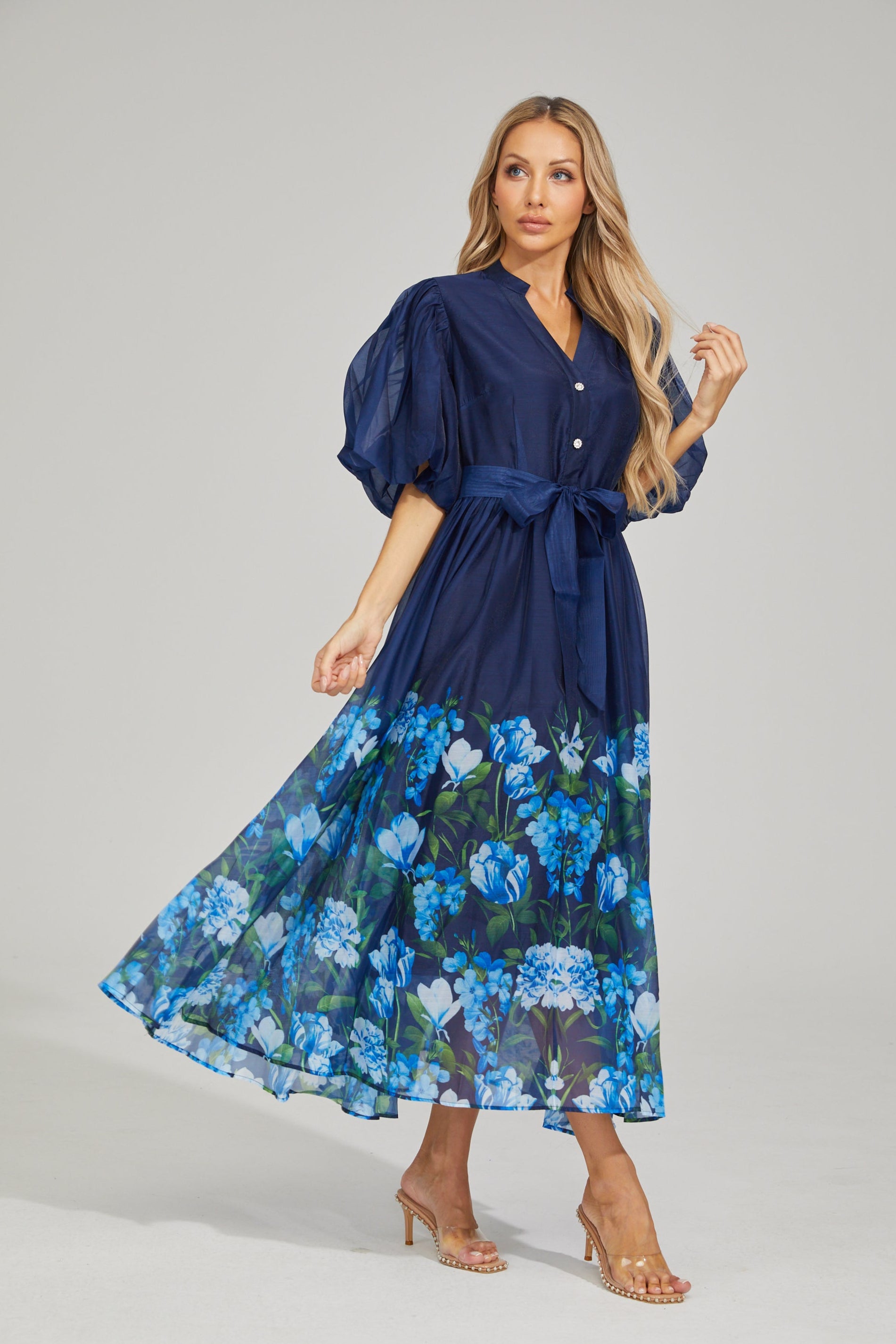 Laurine Bloom Button-Down Maxi Dress