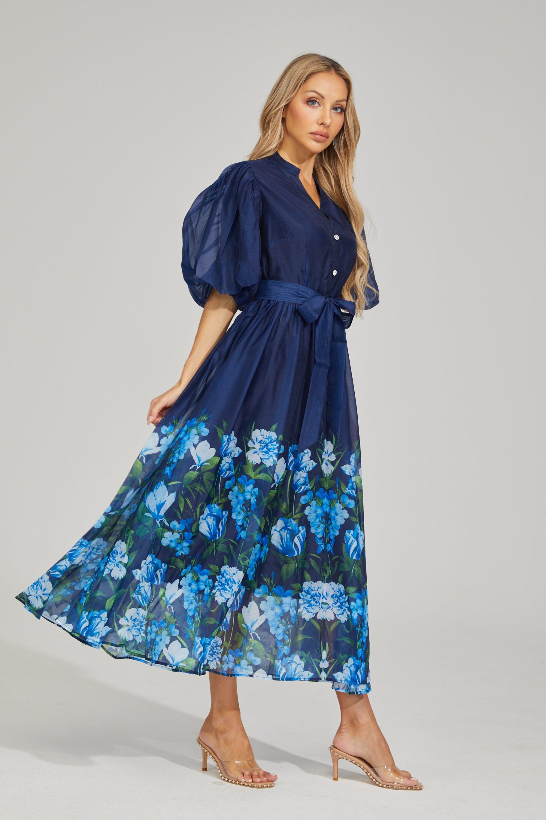 Laurine Bloom Button-Down Maxi Dress