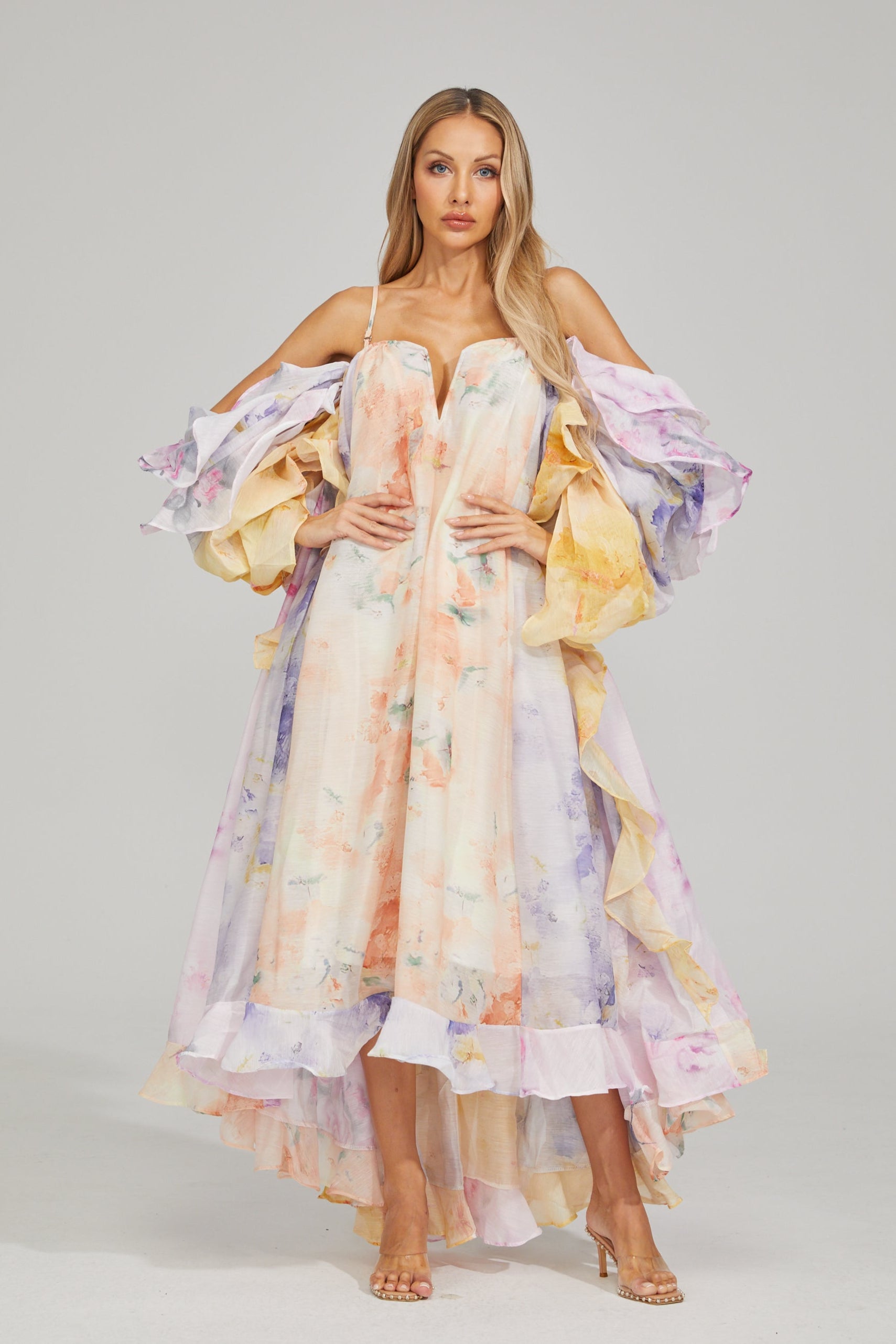 Justine Floral Ruffle Maxi Dress
