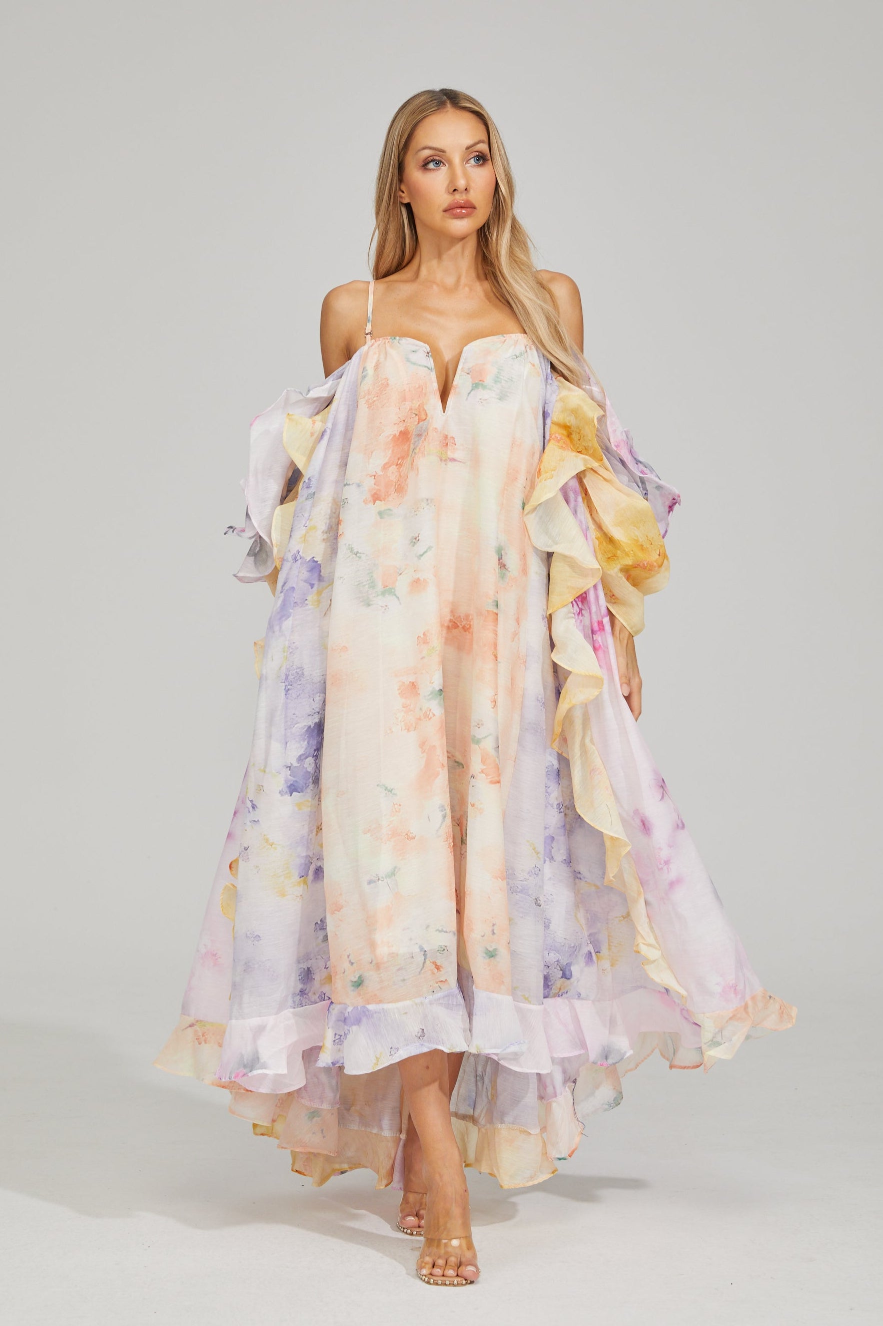 Justine Floral Ruffle Maxi Dress