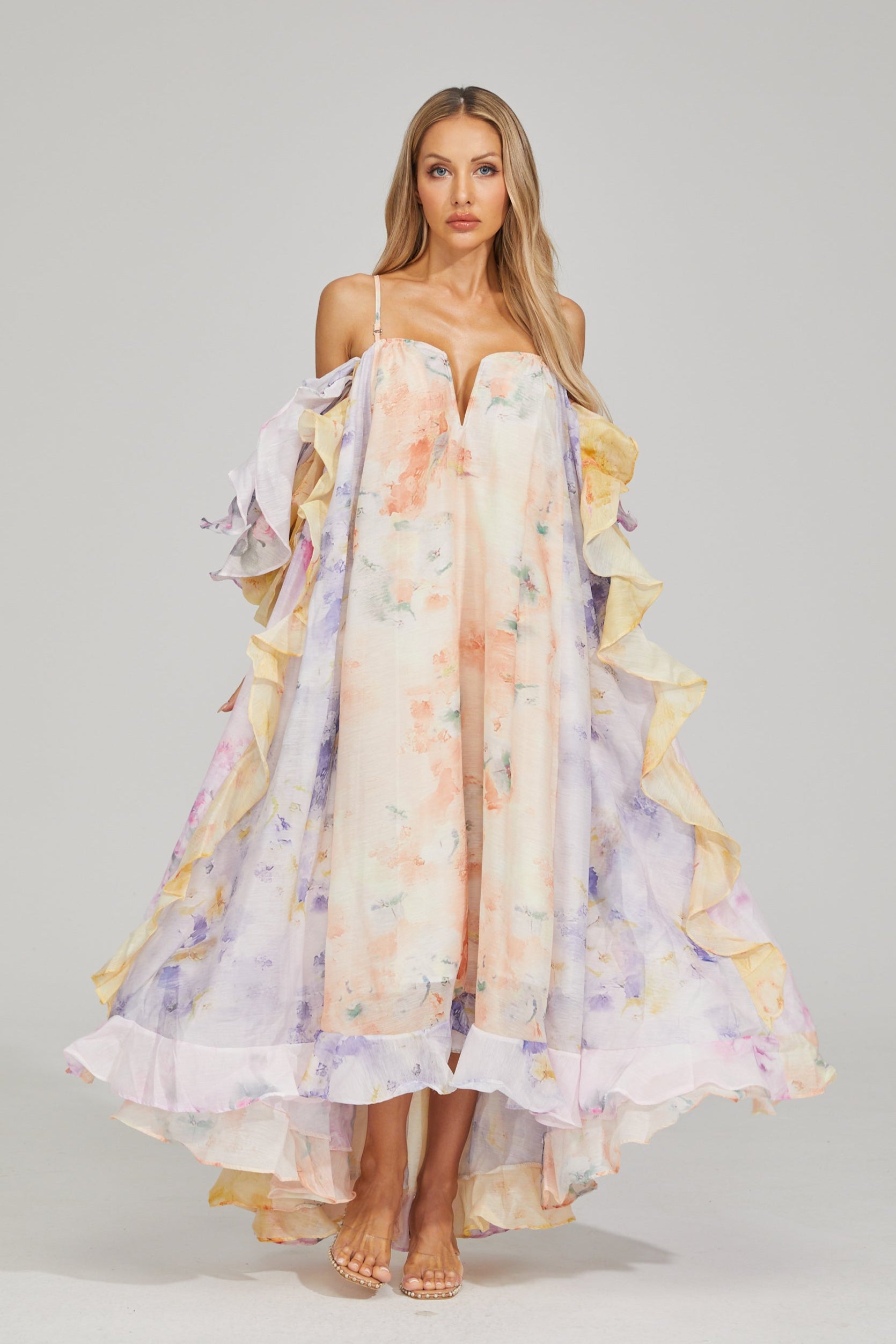 Justine Floral Ruffle Maxi Dress