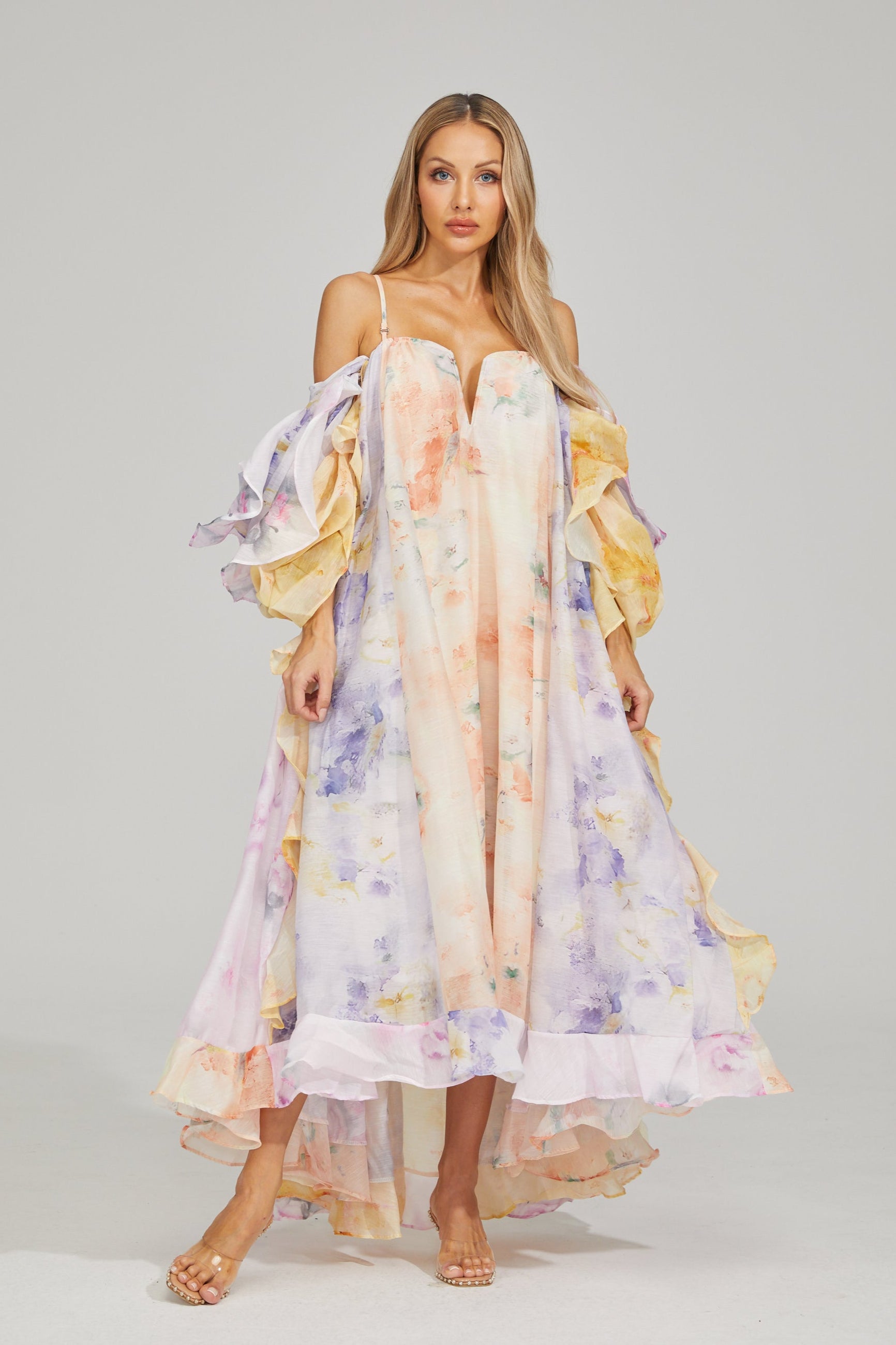 Justine Floral Ruffle Maxi Dress