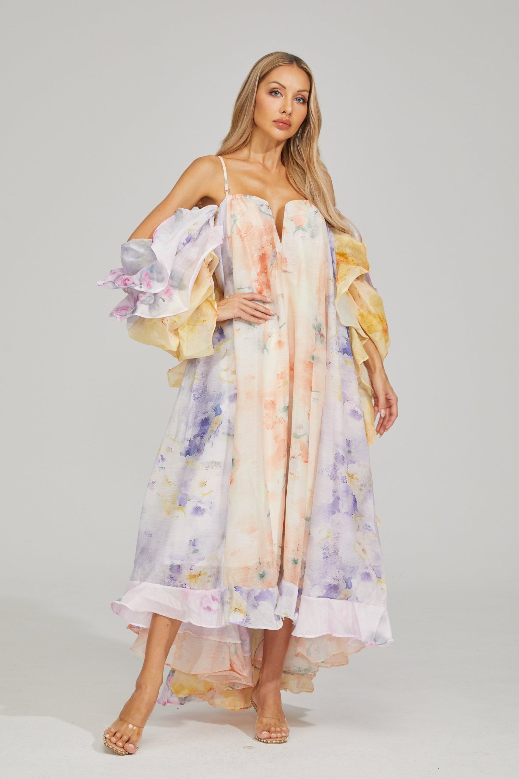 Justine Floral Ruffle Maxi Dress
