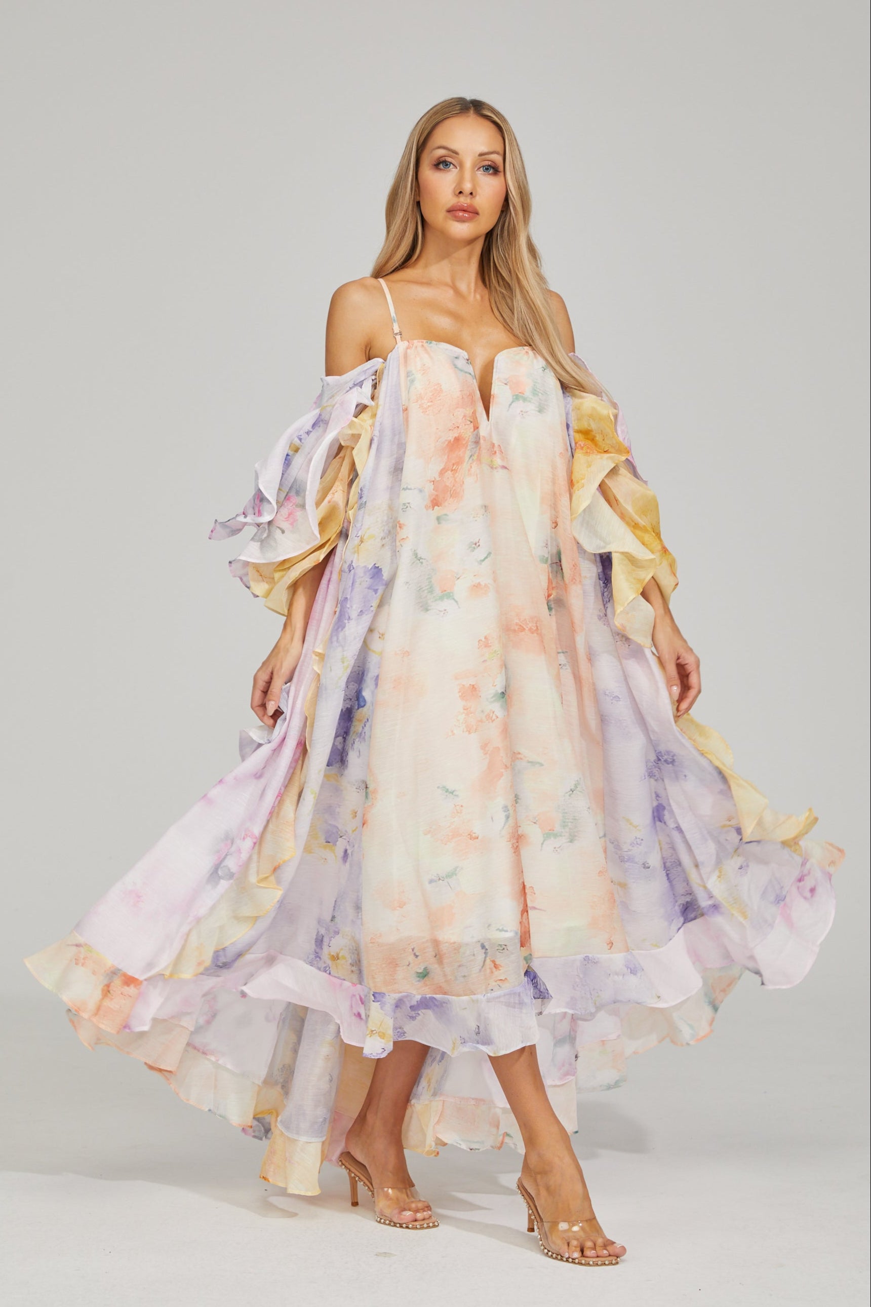 Justine Floral Ruffle Maxi Dress
