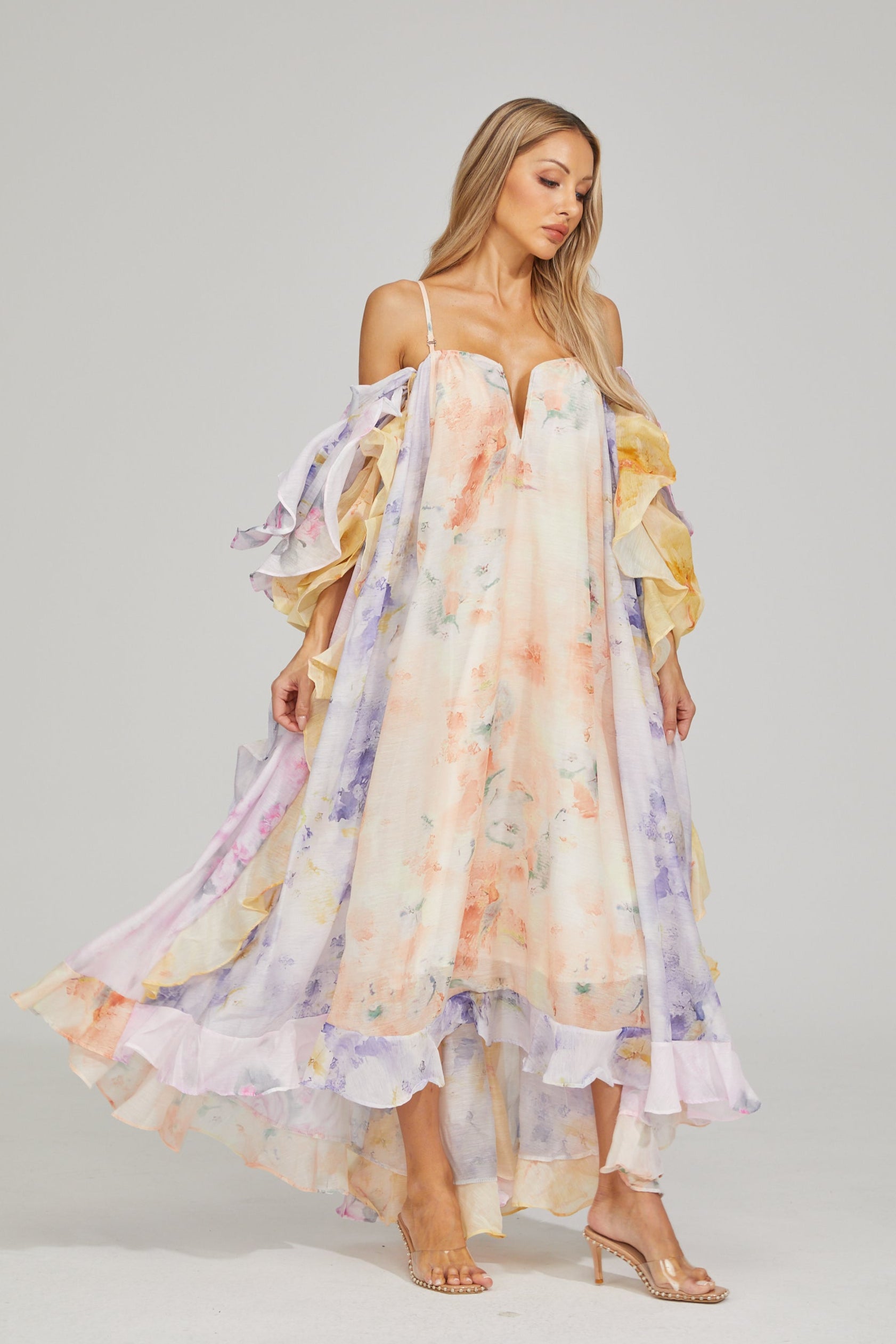 Justine Floral Ruffle Maxi Dress