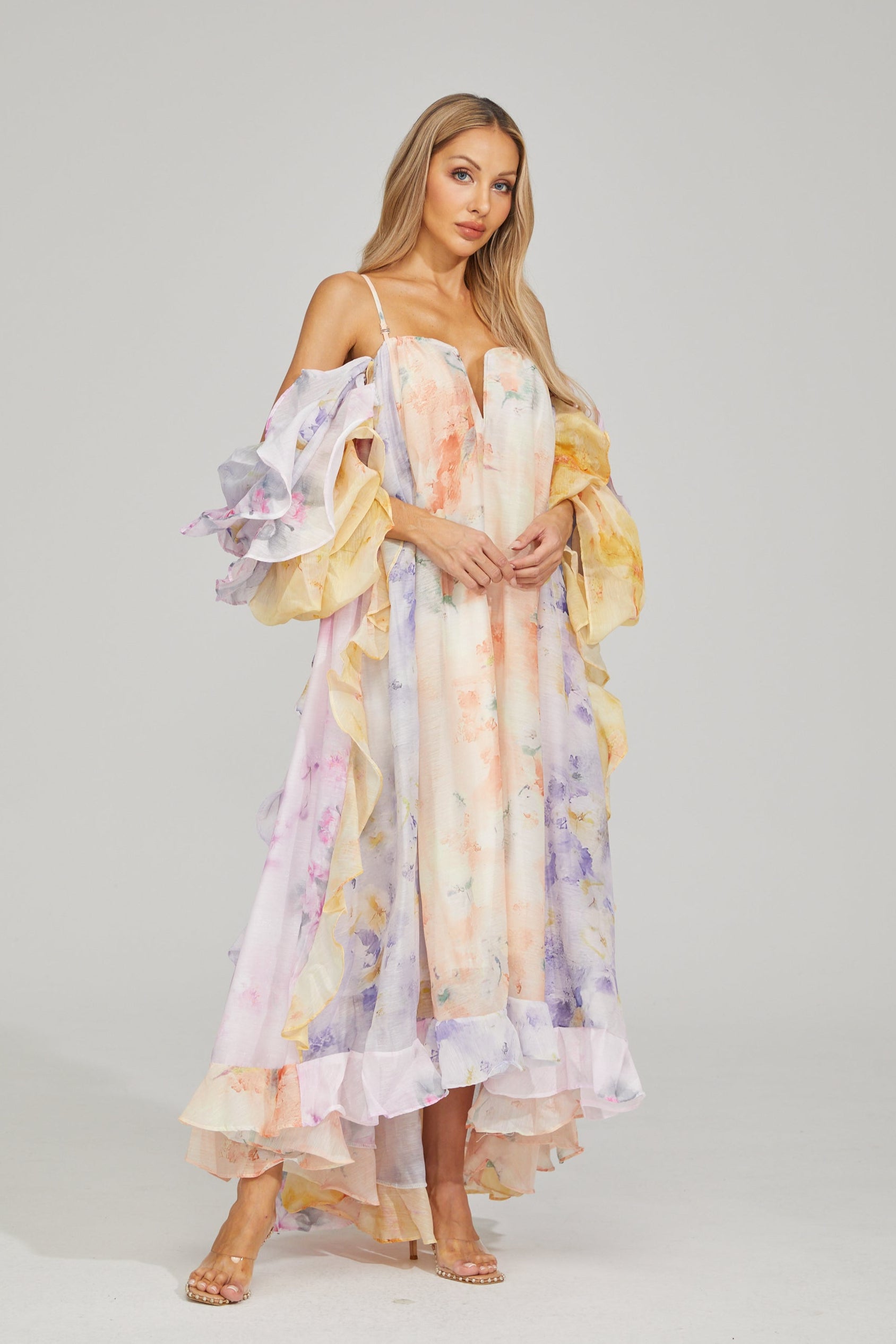 Justine Floral Ruffle Maxi Dress