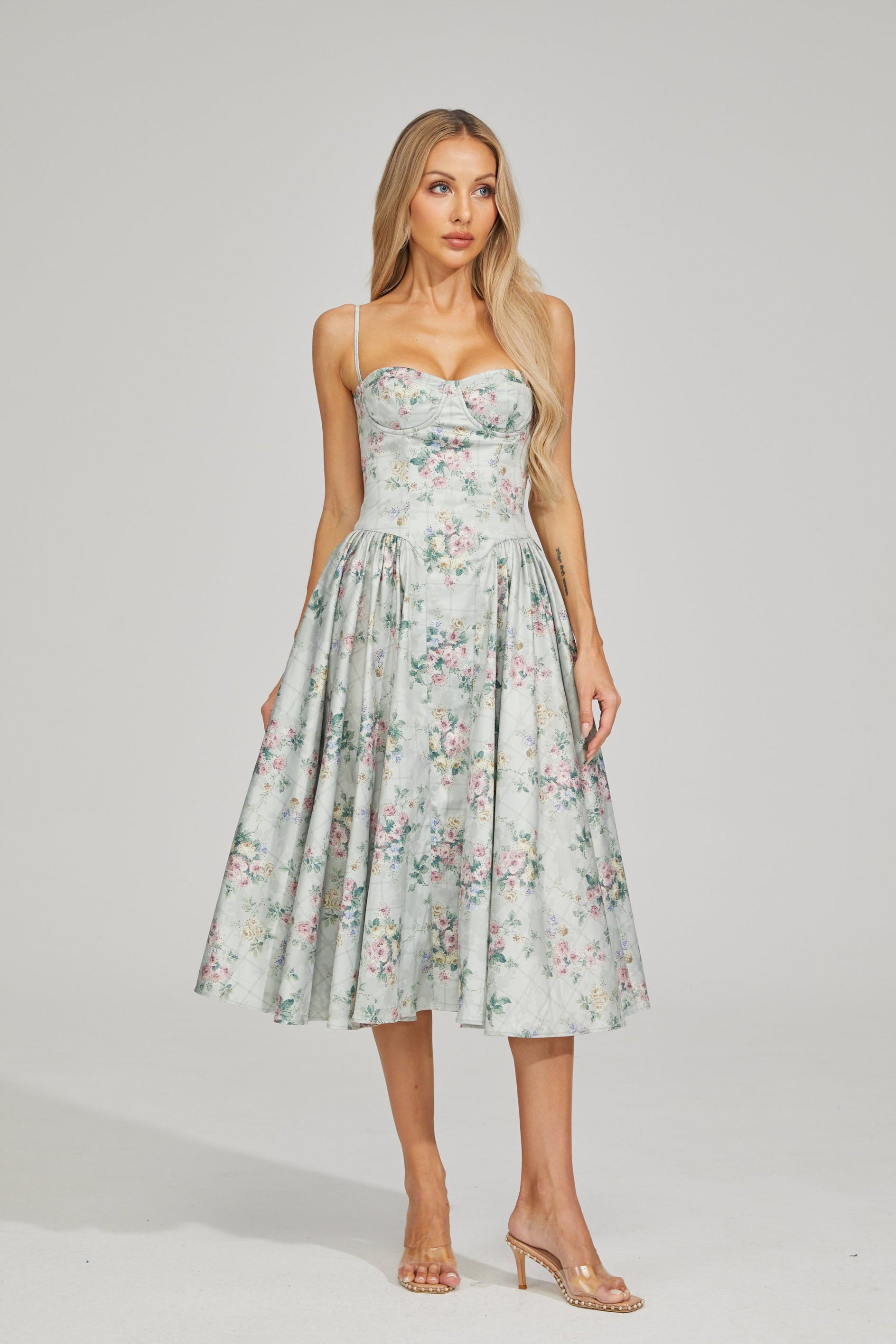 Tinsley Fleur Satin Midi Dress