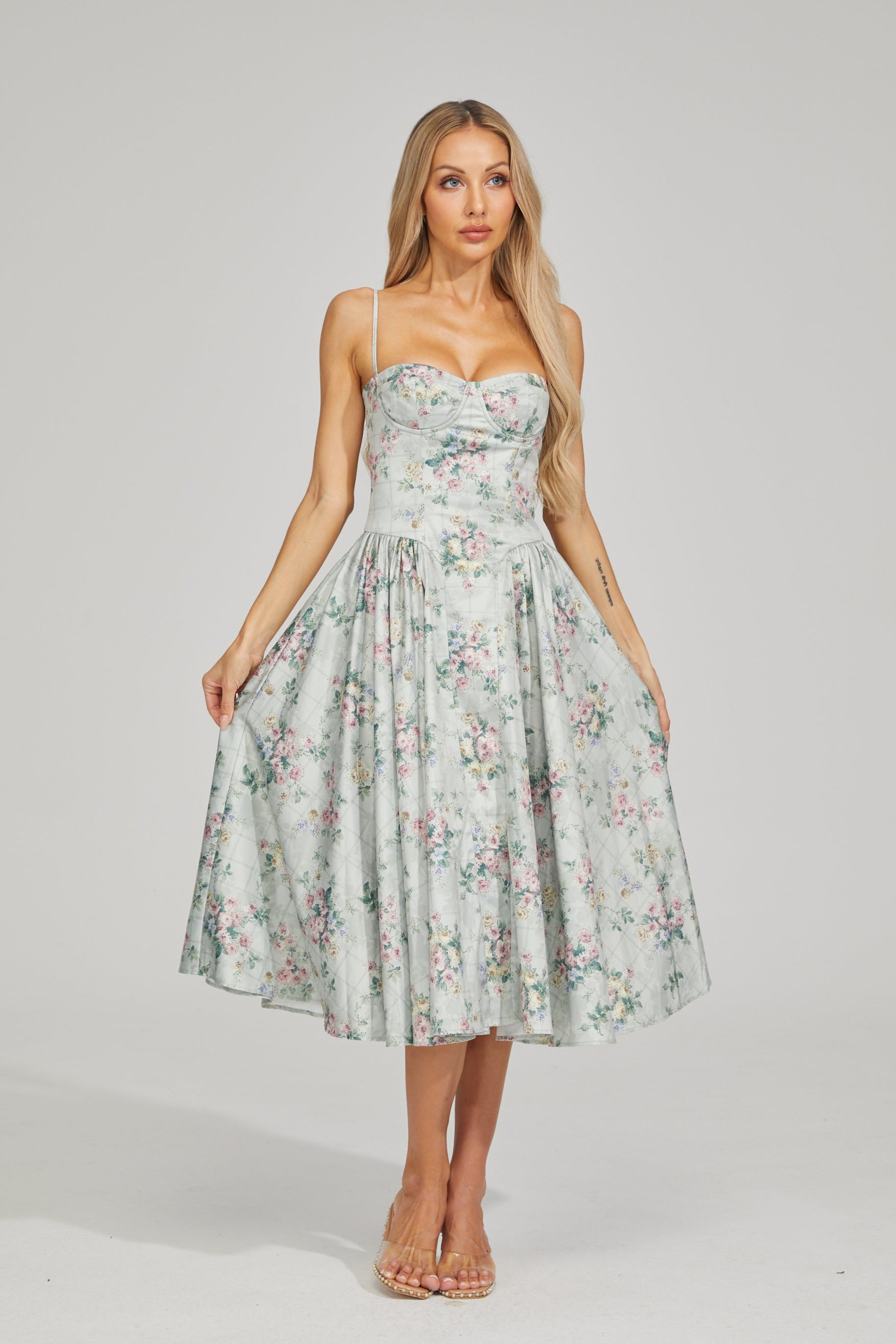 Tinsley Fleur Satin Midi Dress