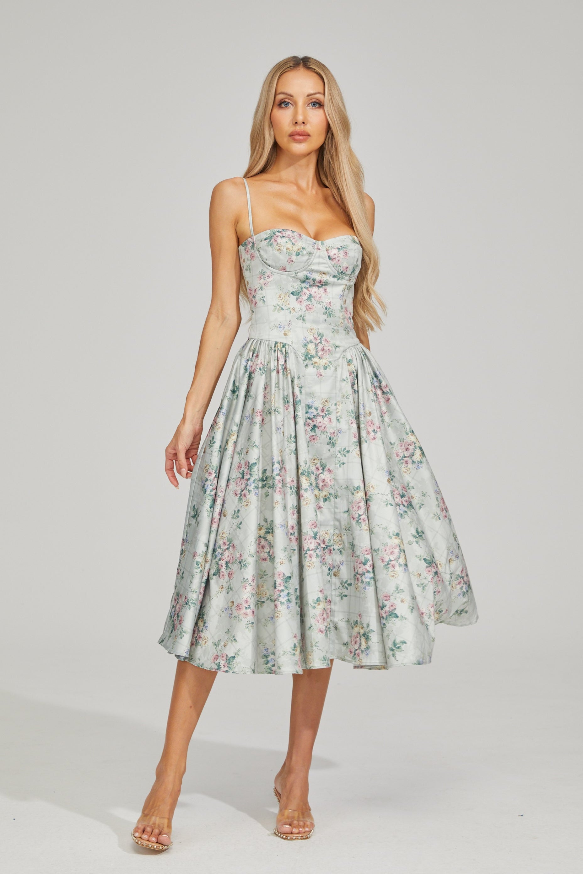 Tinsley Fleur Satin Midi Dress