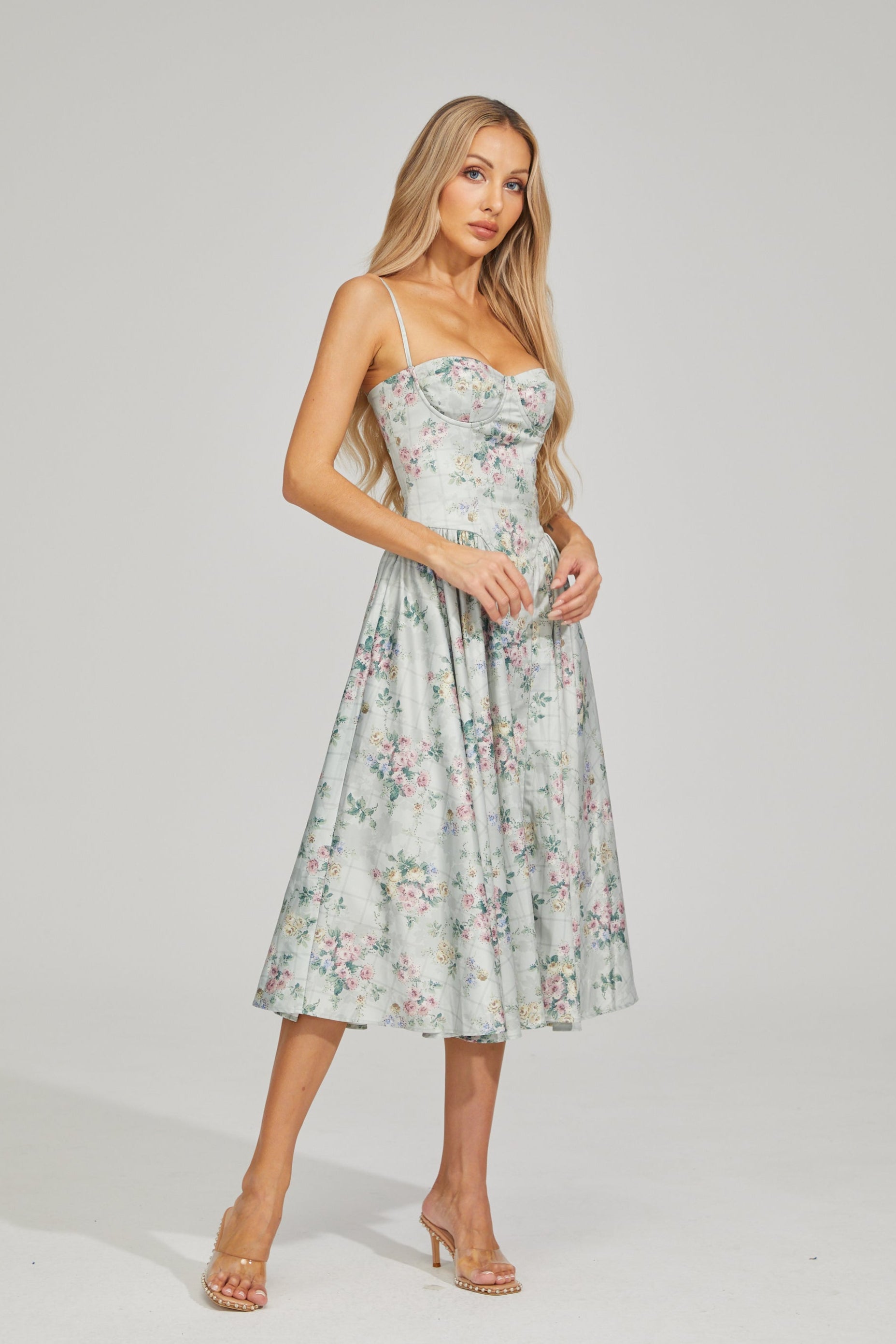 Tinsley Fleur Satin Midi Dress