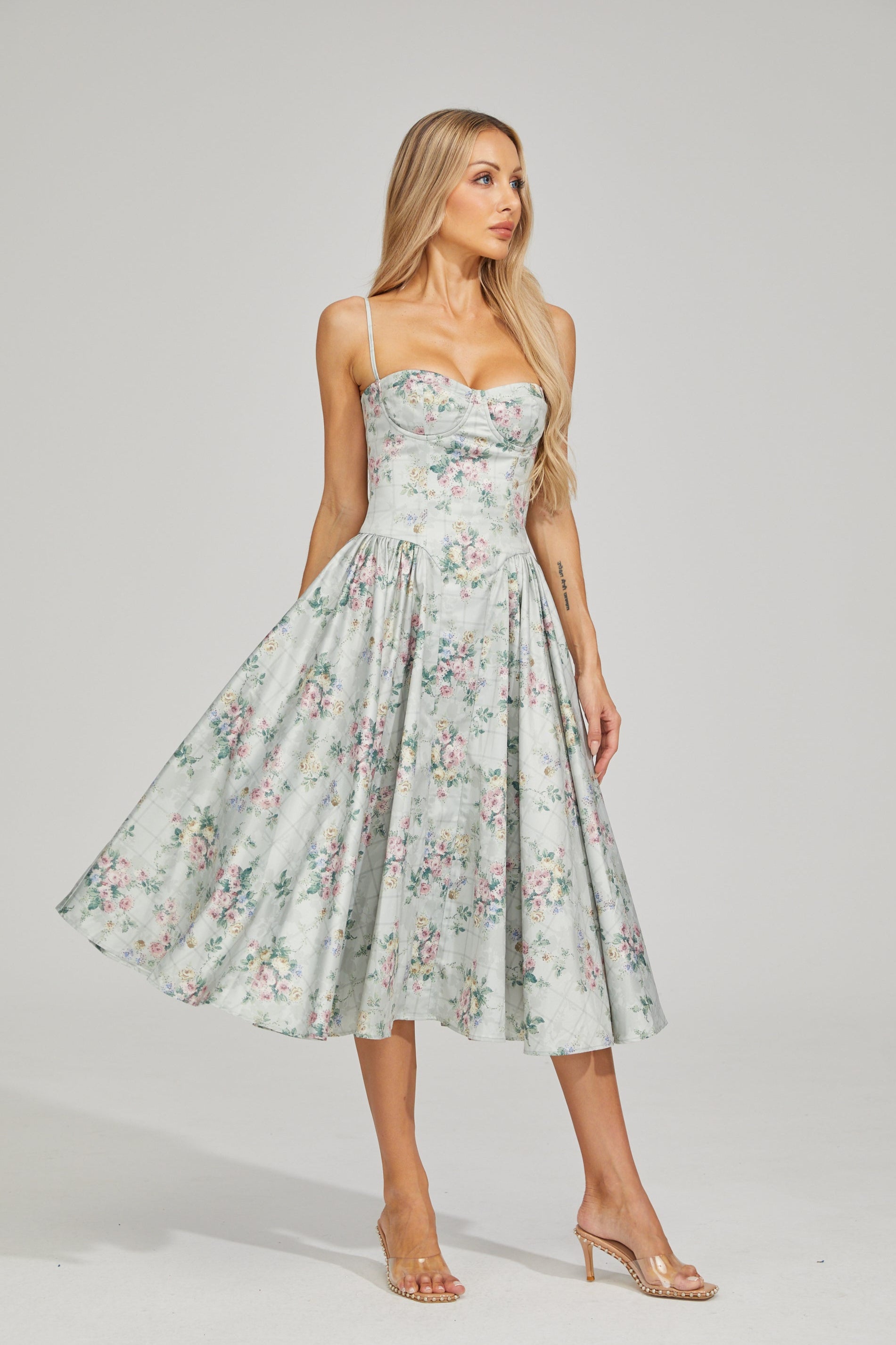 Tinsley Fleur Satin Midi Dress