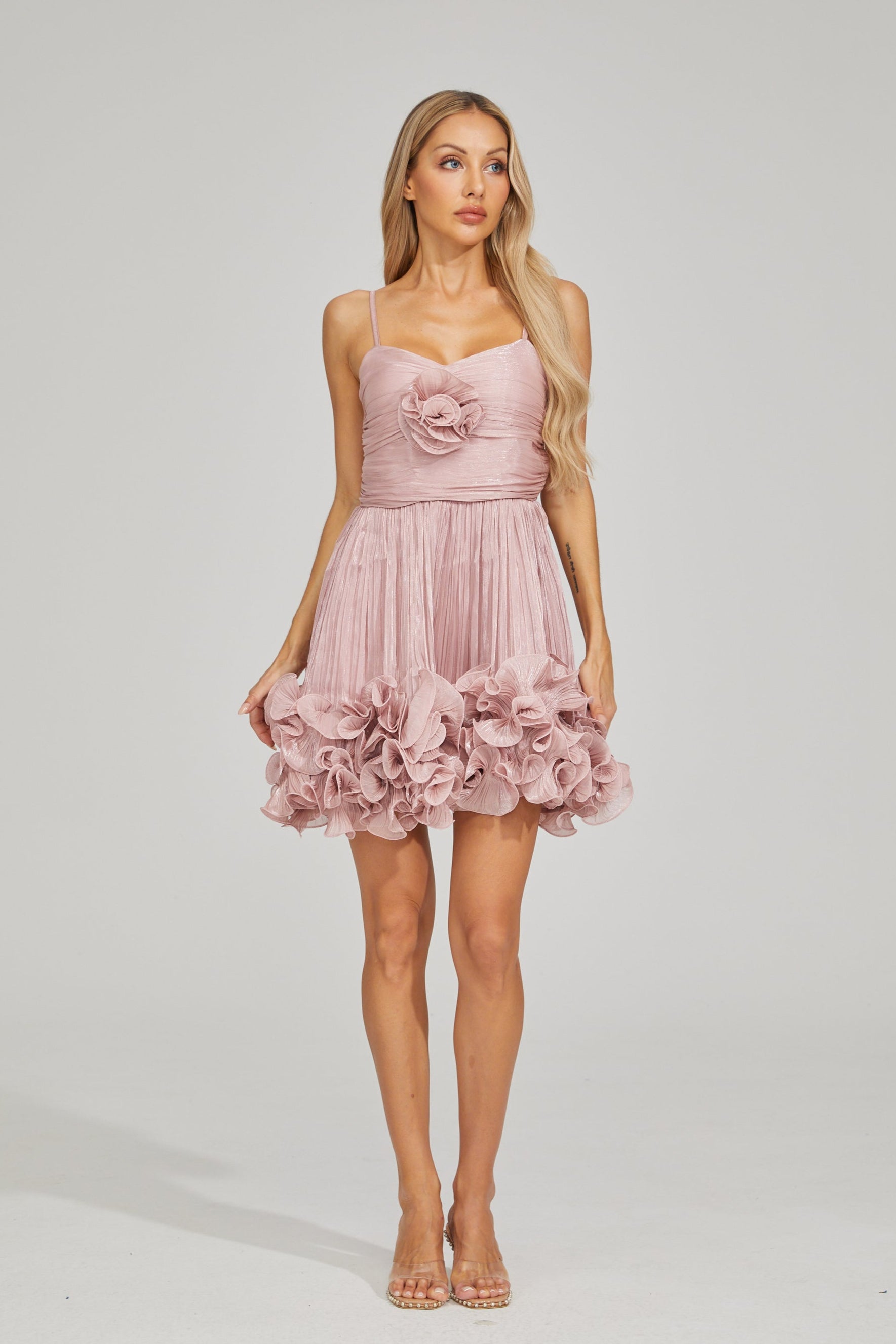 Simone Rosalie Pleated Ruffle Mini Dress