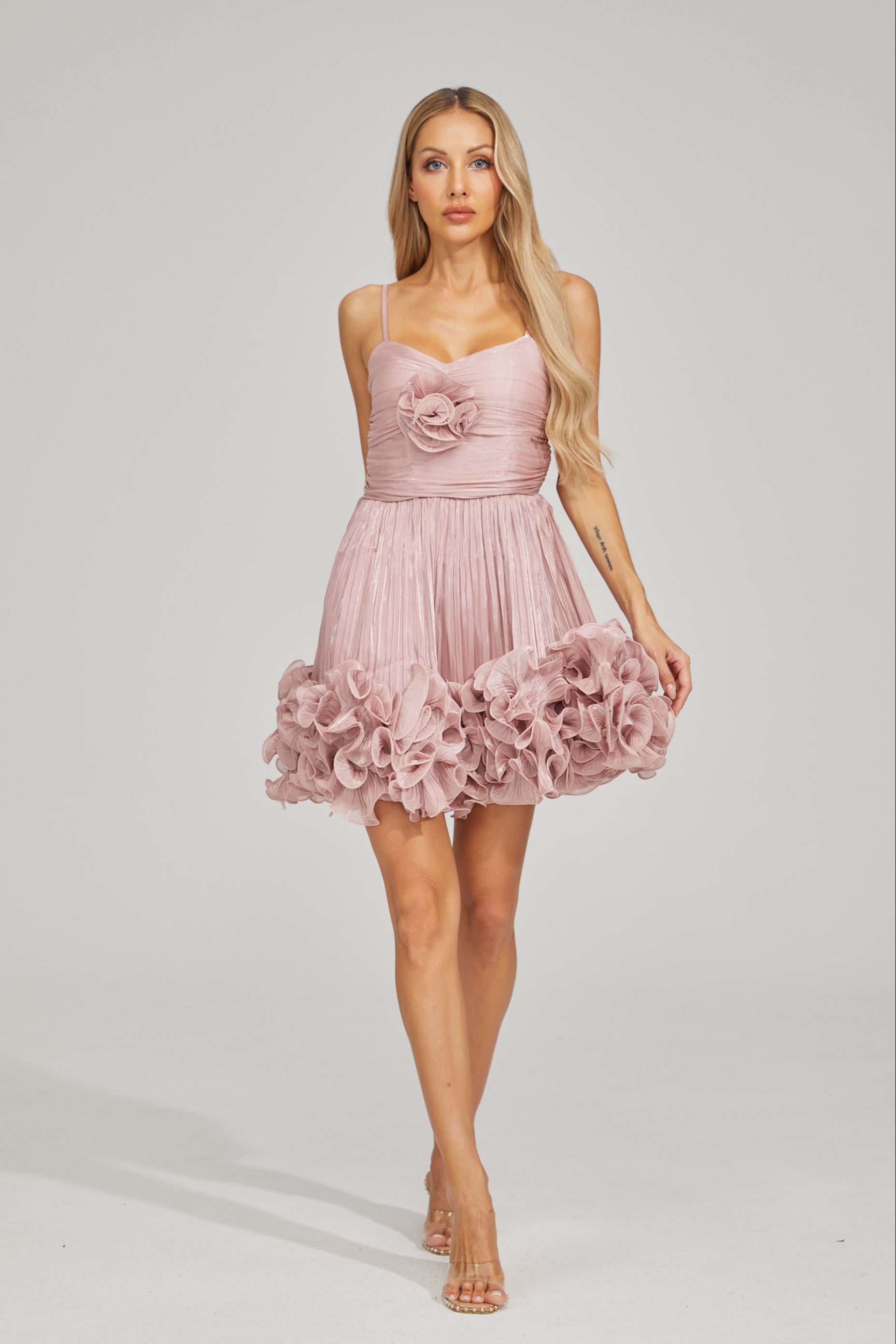 Simone Rosalie Pleated Ruffle Mini Dress