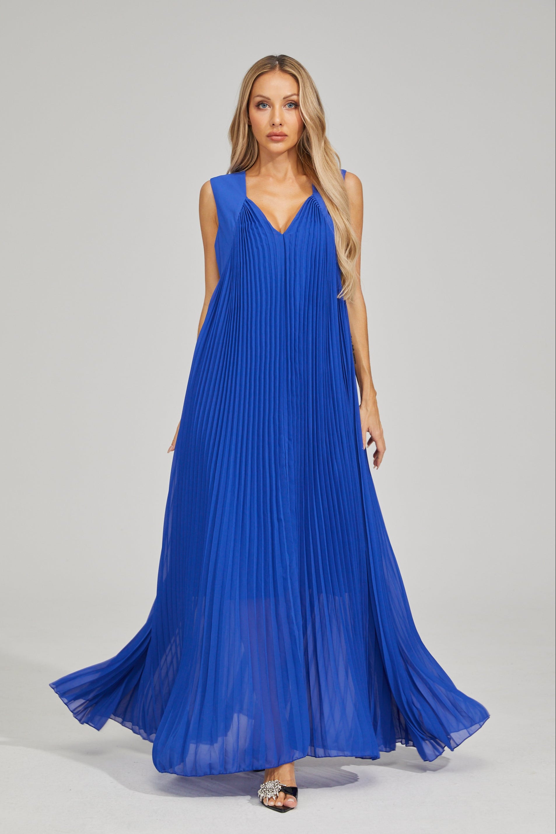 Sotiria Azure Pleated Maxi Dress