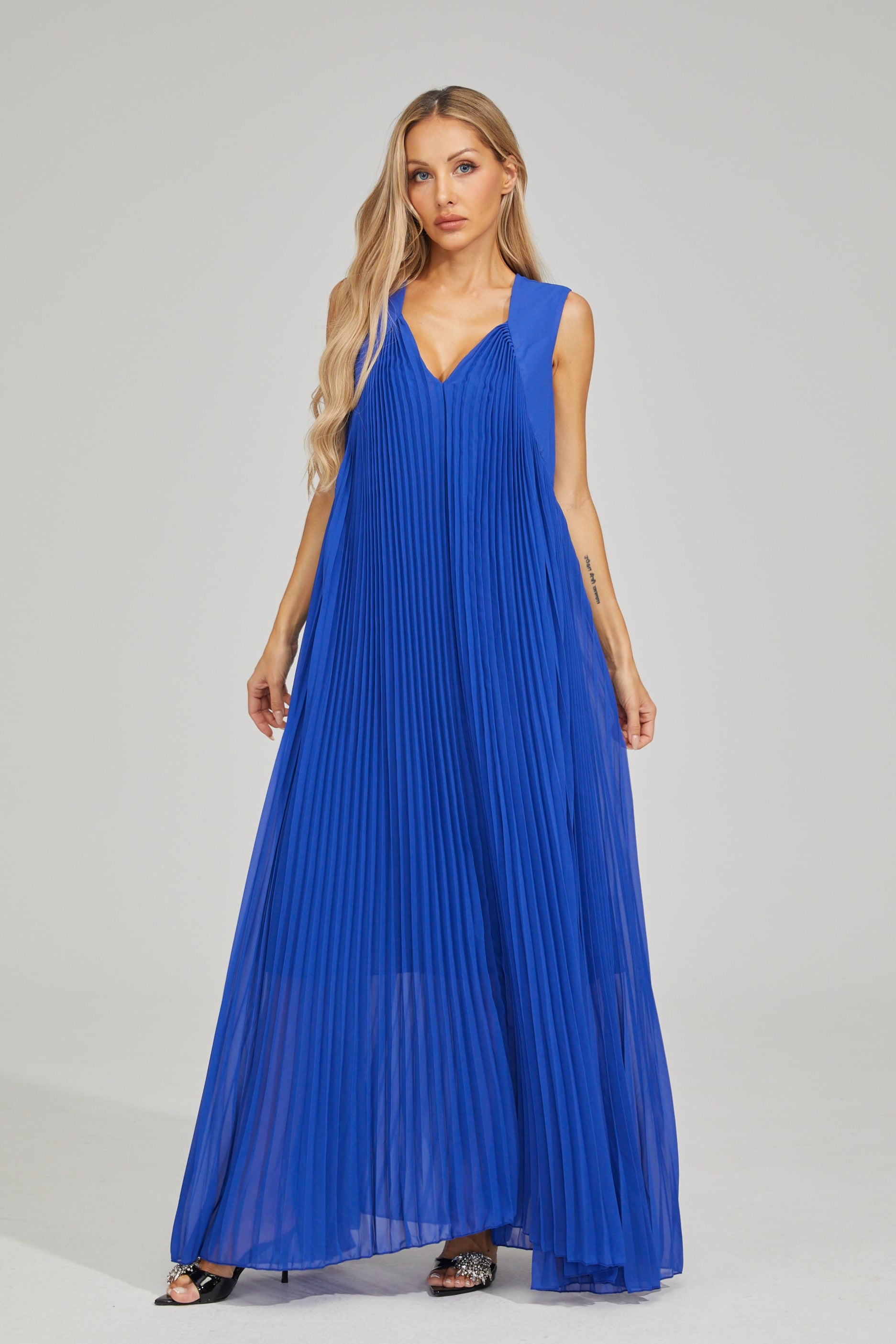 Sotiria Azure Pleated Maxi Dress