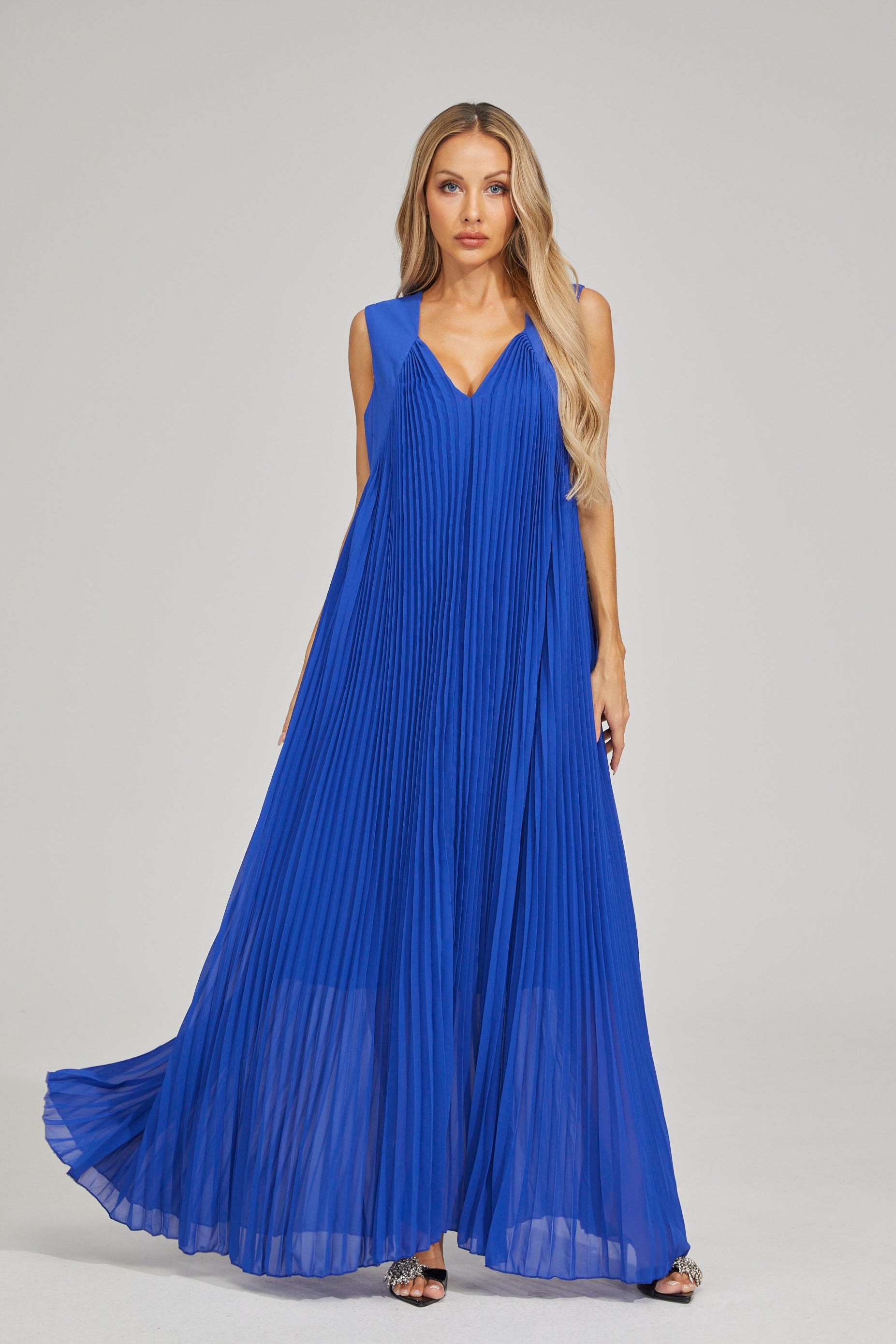 Sotiria Azure Pleated Maxi Dress