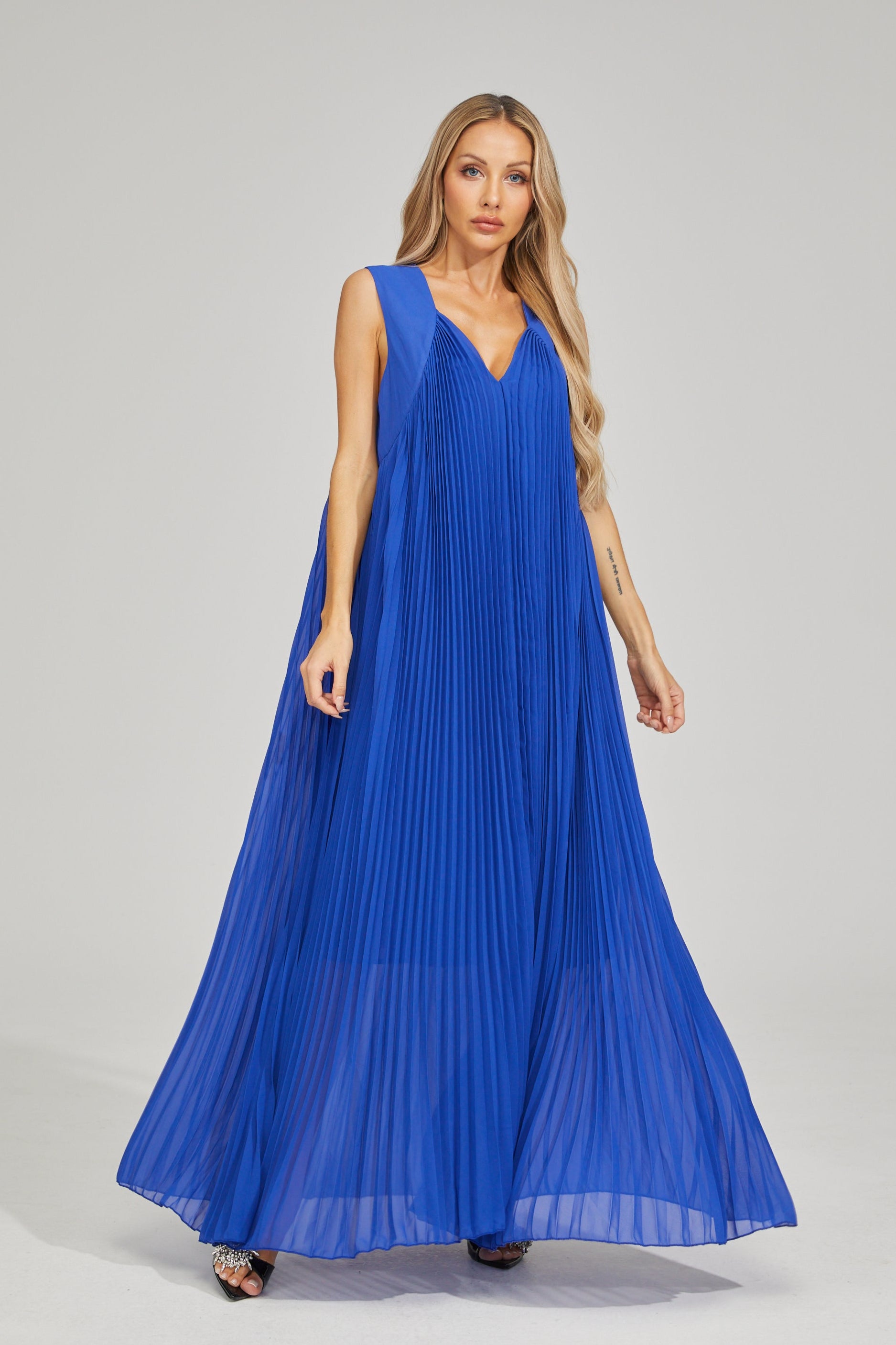 Sotiria Azure Pleated Maxi Dress