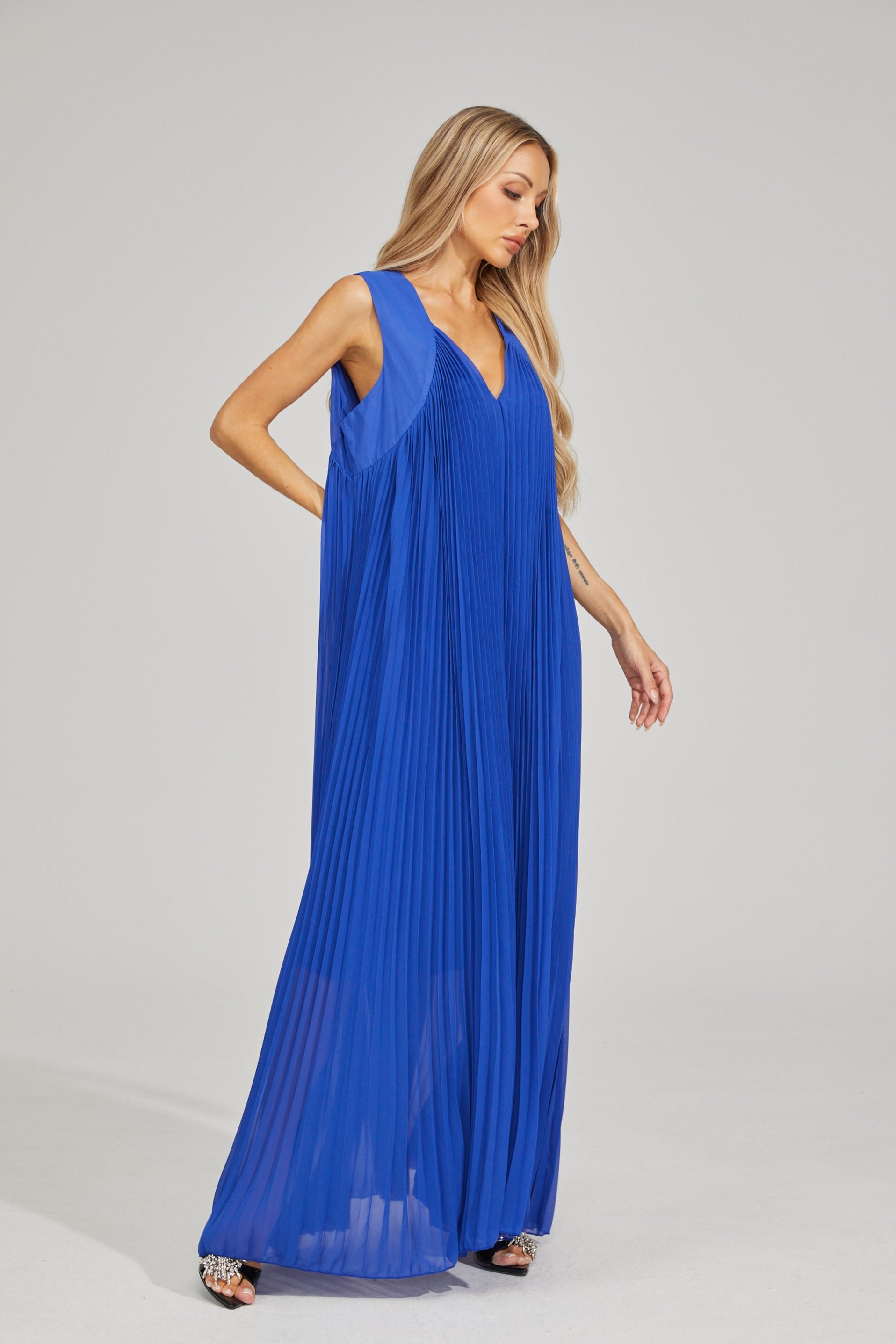 Sotiria Azure Pleated Maxi Dress