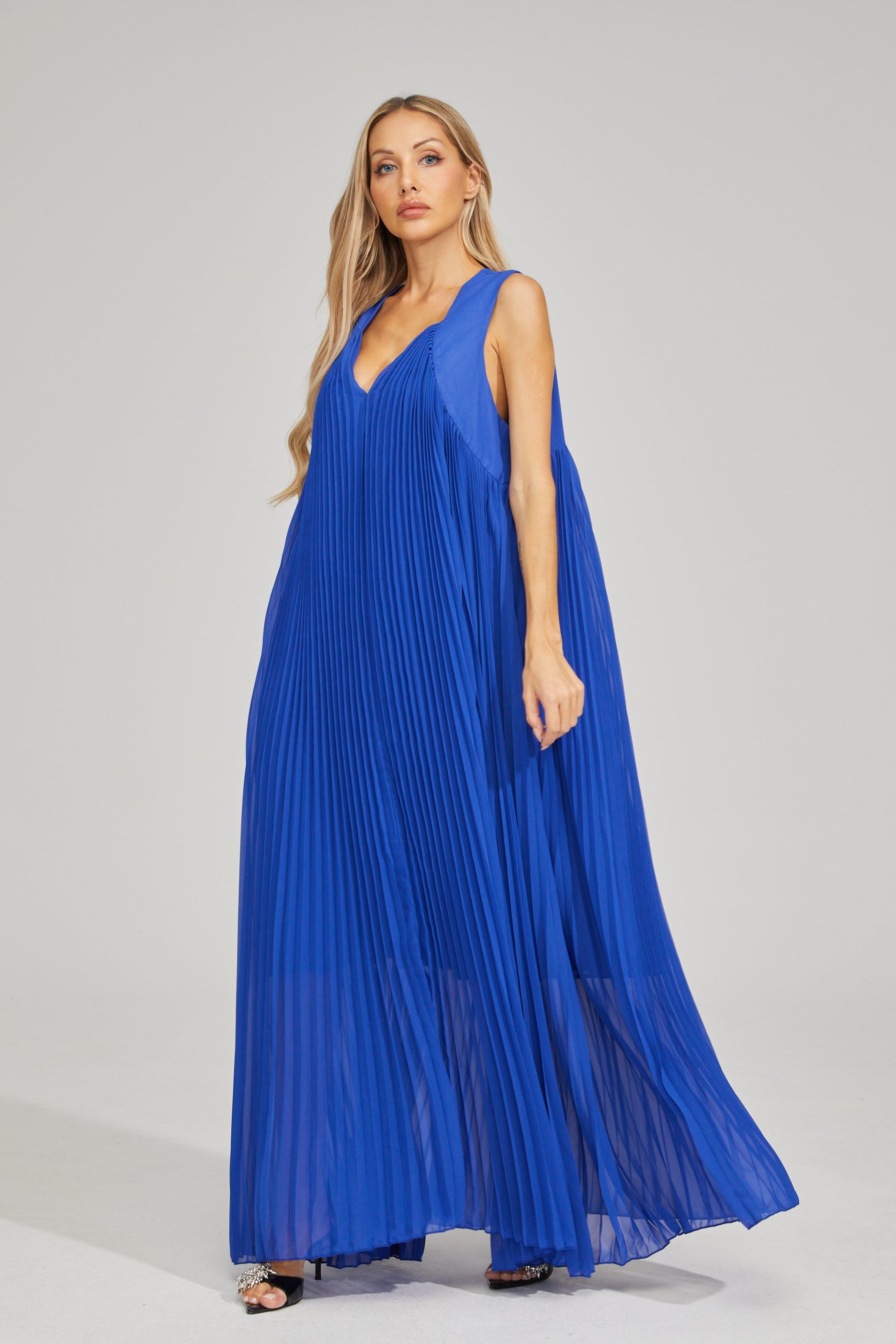 Sotiria Azure Pleated Maxi Dress