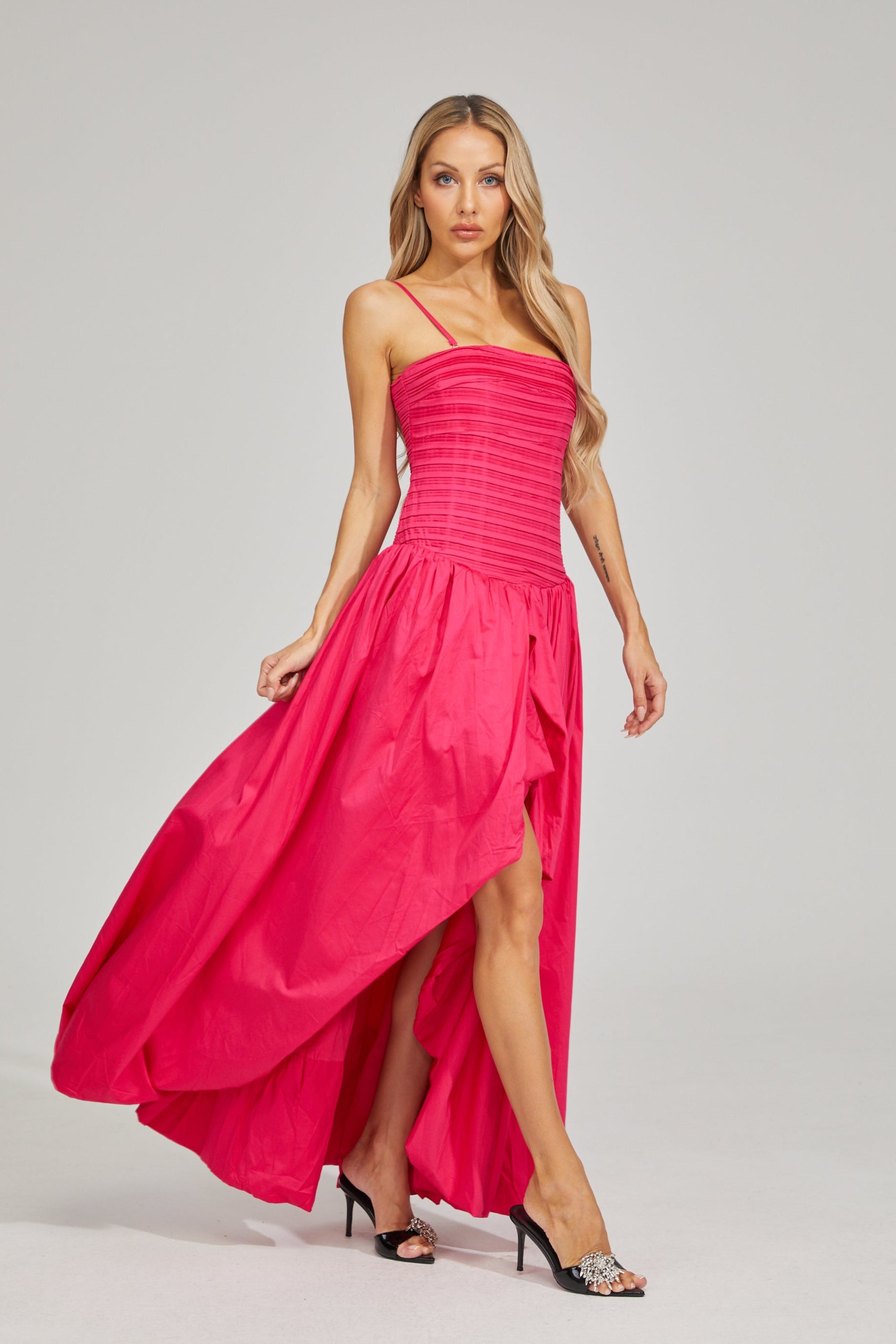 Flamingo Breeze Strapless Maxi Dress